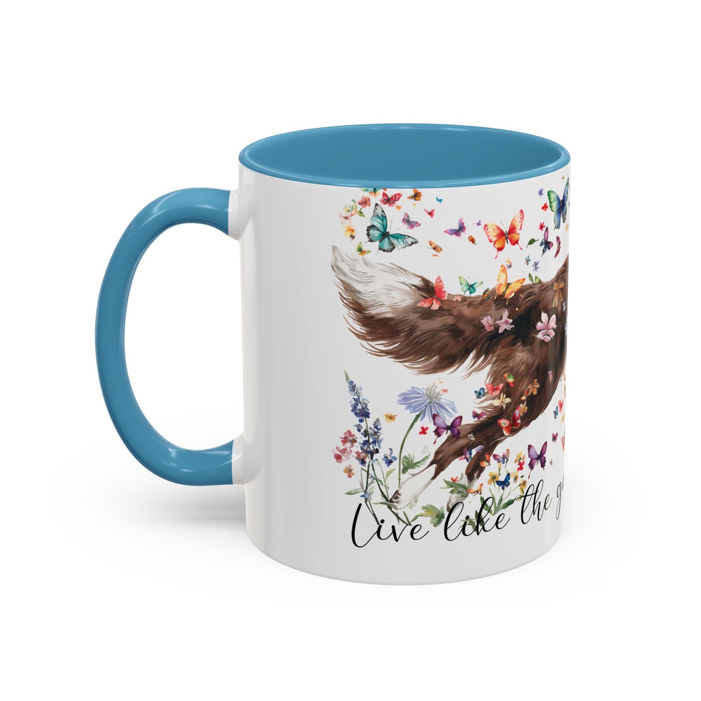 Border Collie #2 “Live like the gate was left open" Accent Mugs, 11oz