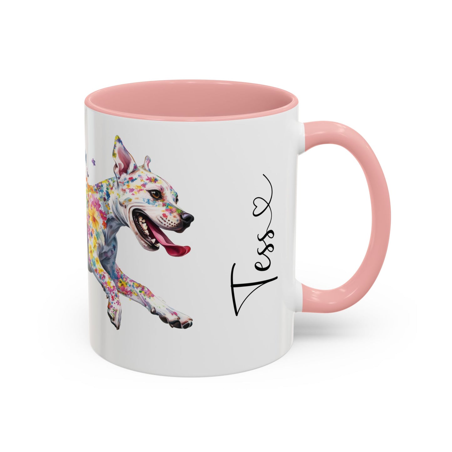 White Staffordshire Terrier Personalized Accent Mugs, 11oz