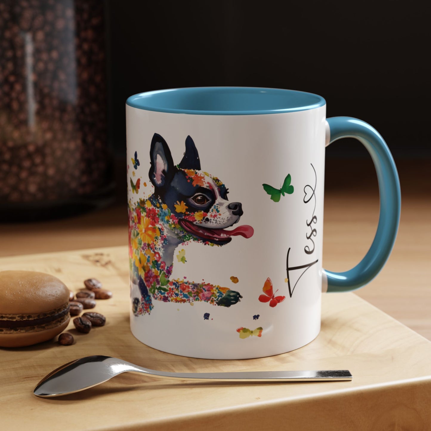 Boston Terrier Personalized Accent Mugs, 11oz