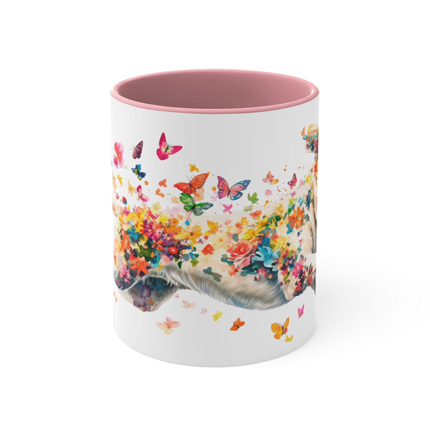 White Labrador running personalized colourful Mugs, 11oz