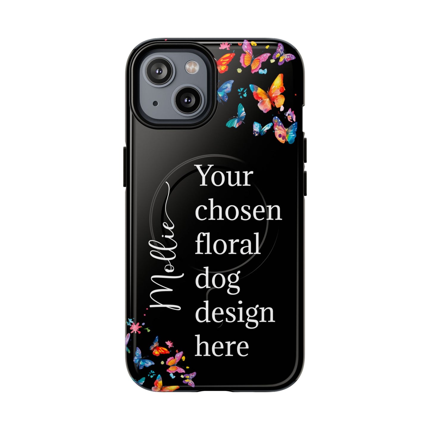 Magnetic Tough iPhone Case, Personalized from ANY OF OUR DESIGNS, Black case.