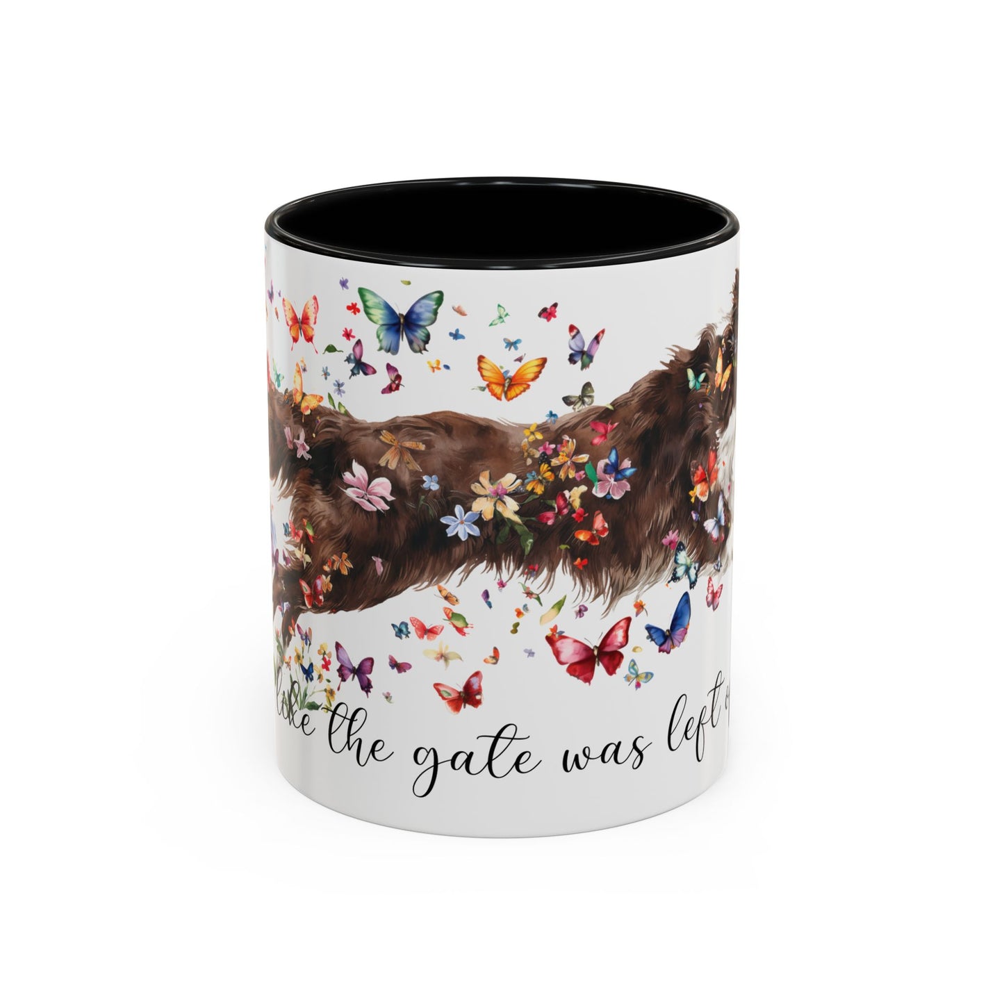 Border Collie #2 “Live like the gate was left open" Accent Mugs, 11oz