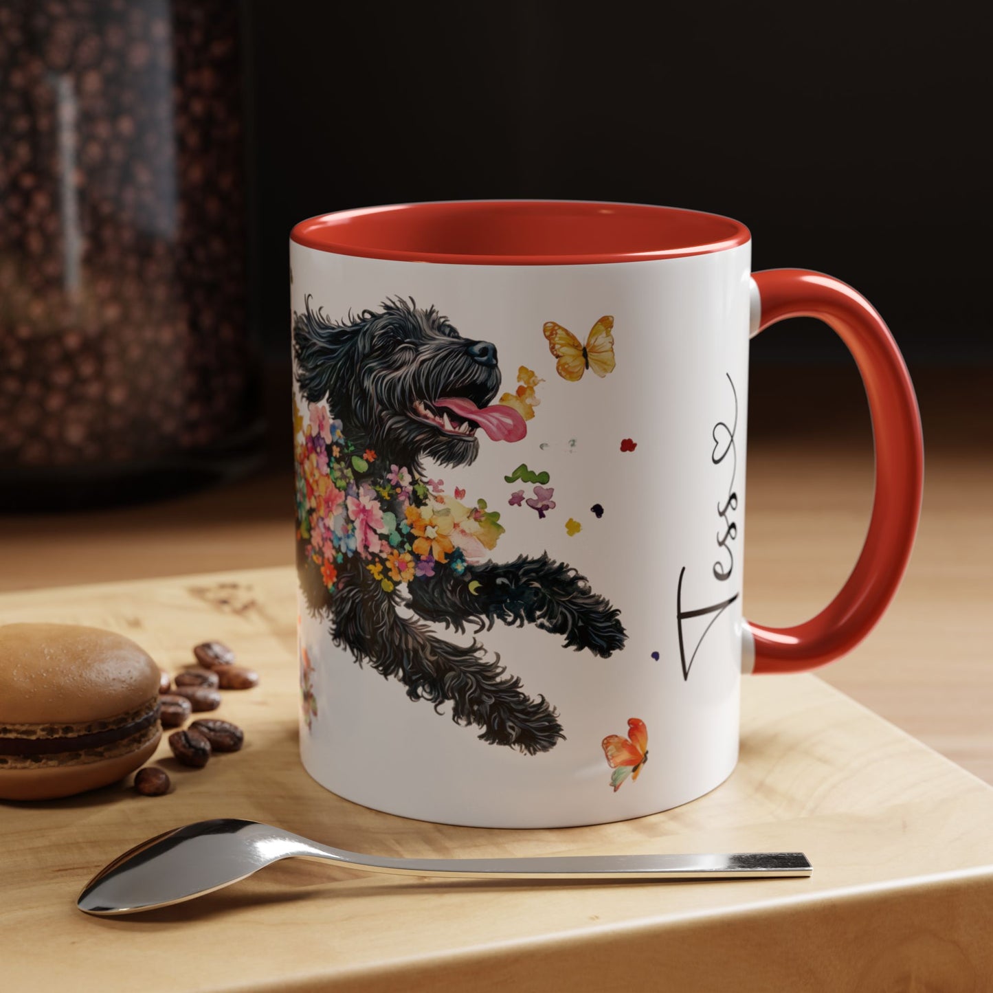 Portugese Water Dog Personalized Accent Mugs, 11oz