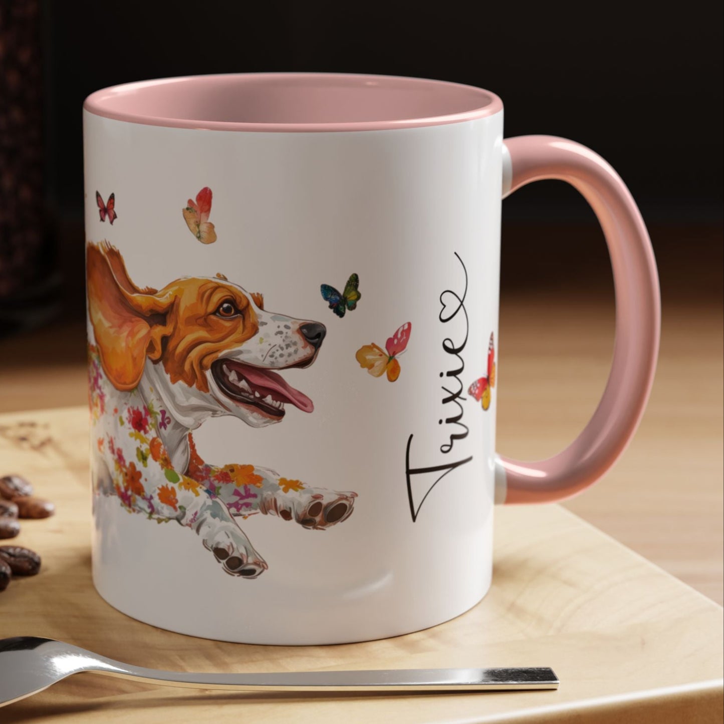Basset Hound #2 Personalized Accent Mugs, 11oz