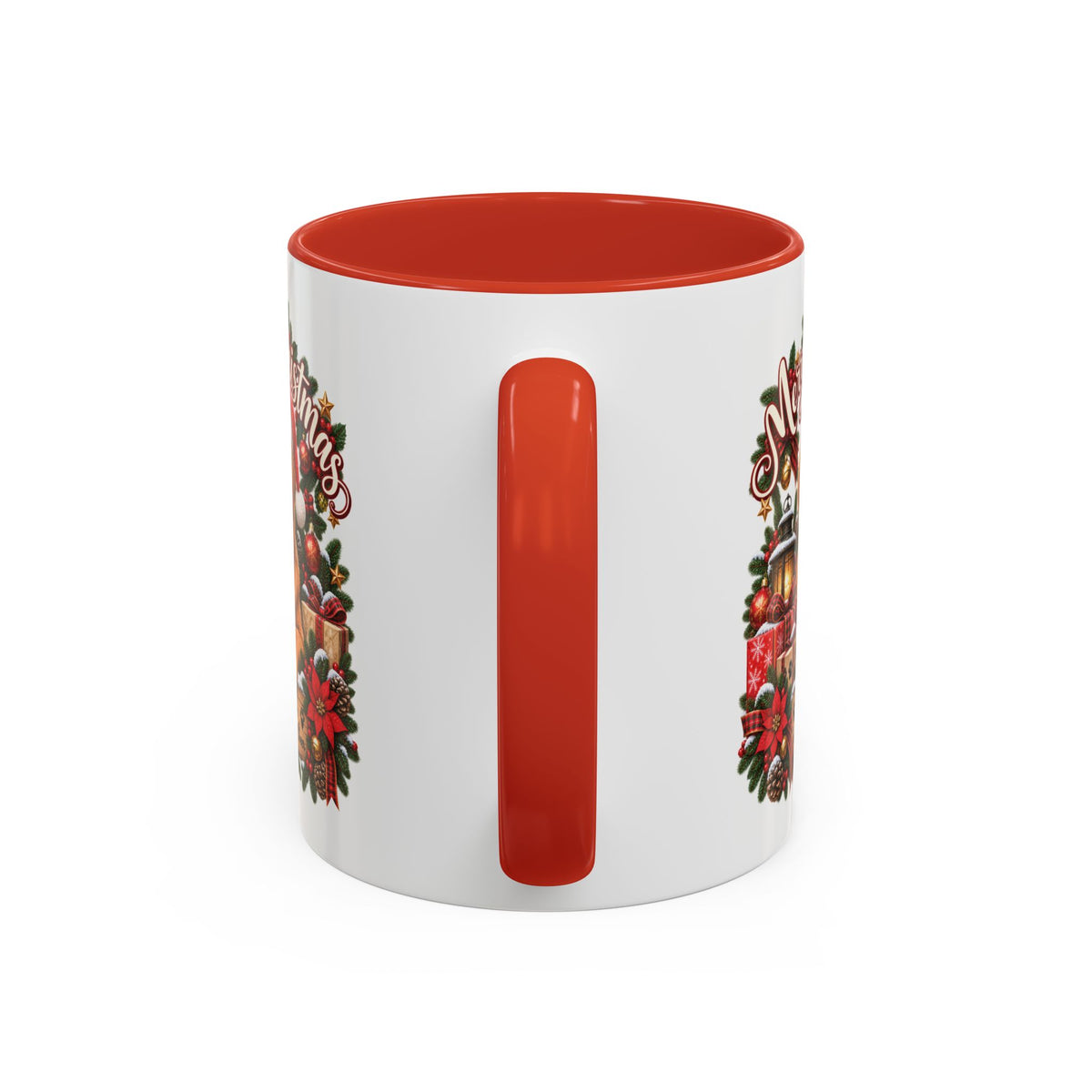 Golden Retriever Merry Christmas, personalised accent colour 11oz mug