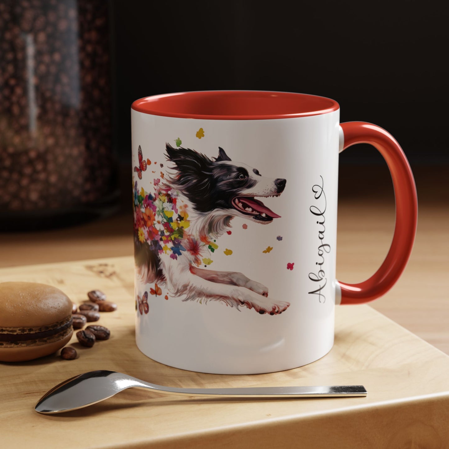 Border Collie Personalized Accent Mugs, 11oz