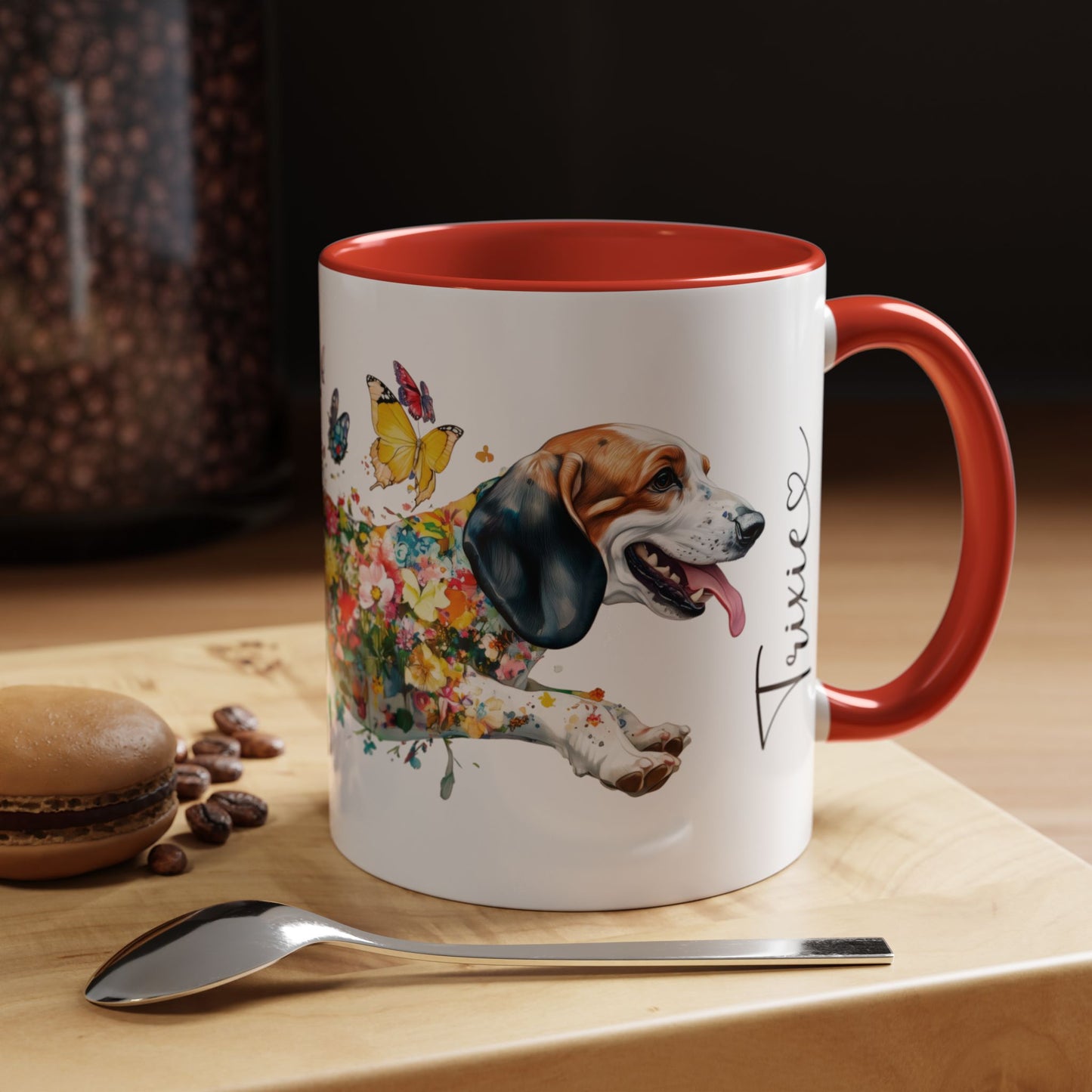 Basset Hound #1 Personalized Accent Mugs, 11oz