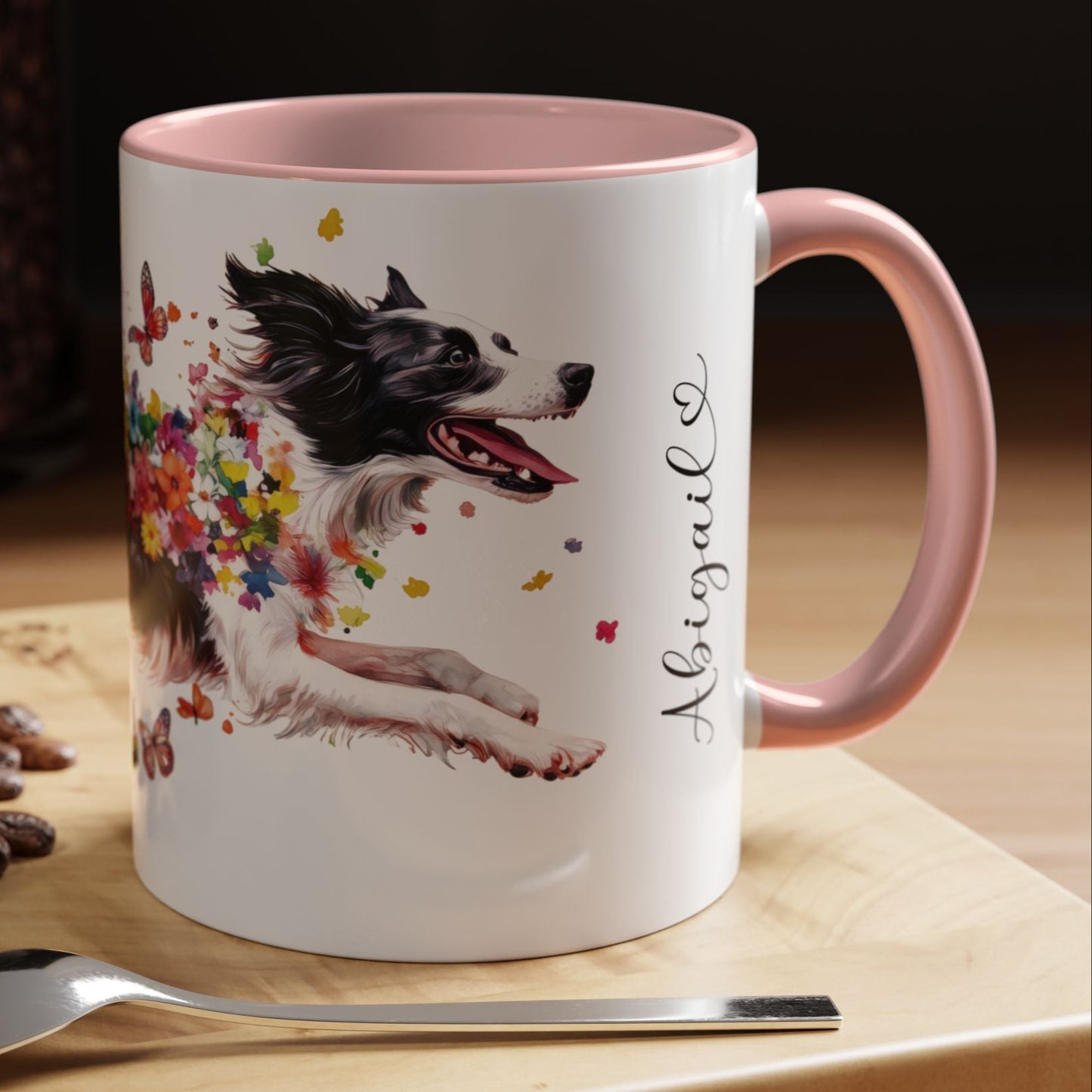 Border Collie Personalized Accent Mugs, 11oz