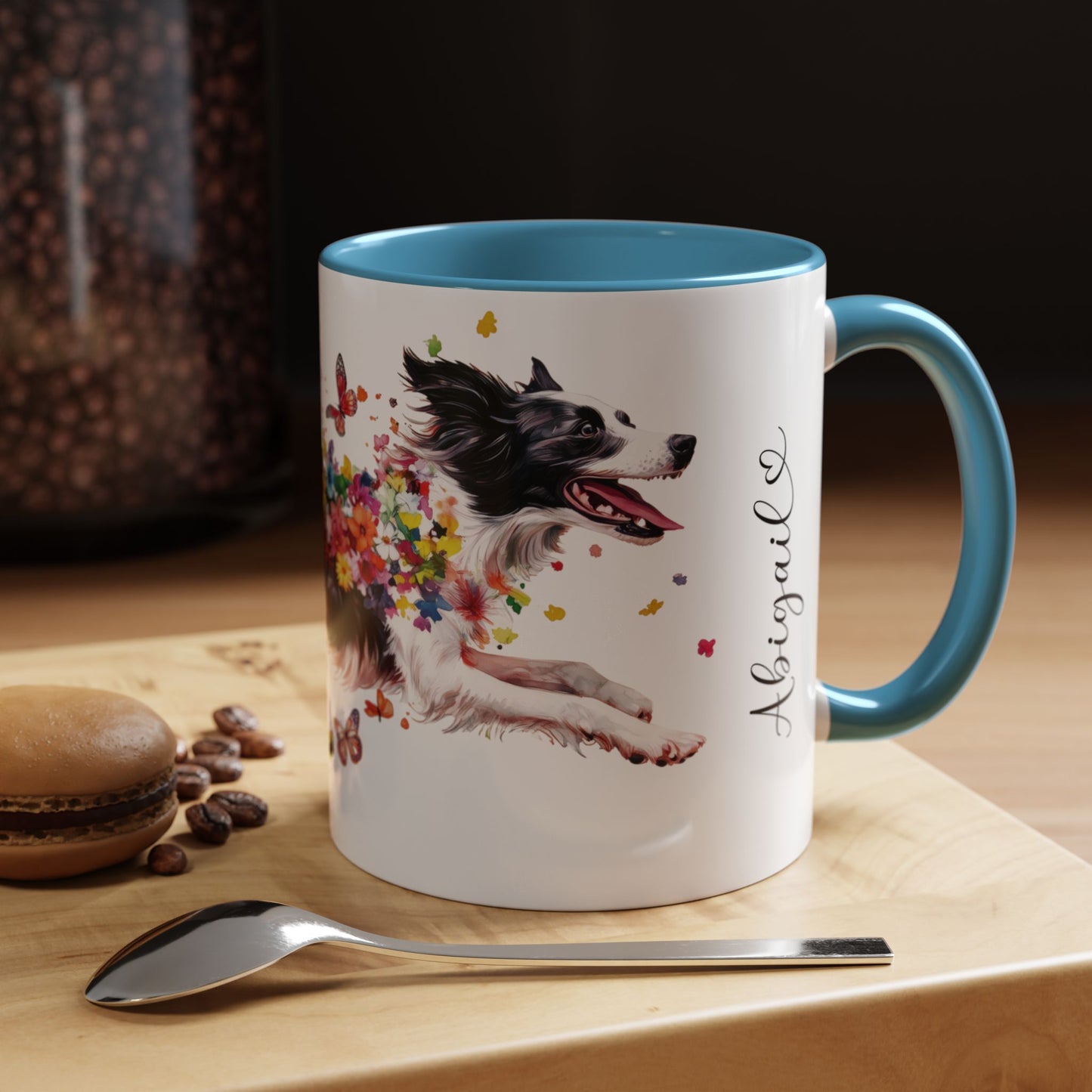 Border Collie Personalized Accent Mugs, 11oz