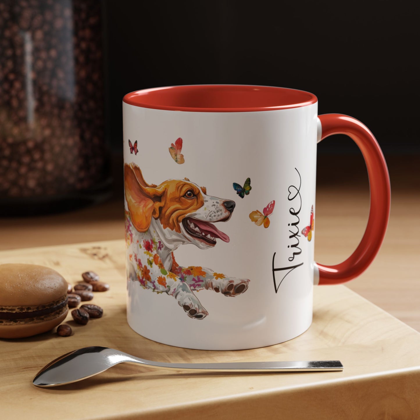Basset Hound #2 Personalized Accent Mugs, 11oz
