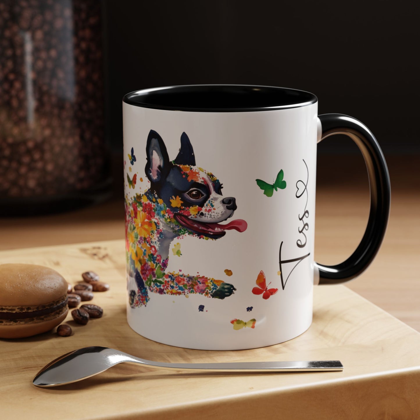 Boston Terrier Personalized Accent Mugs, 11oz