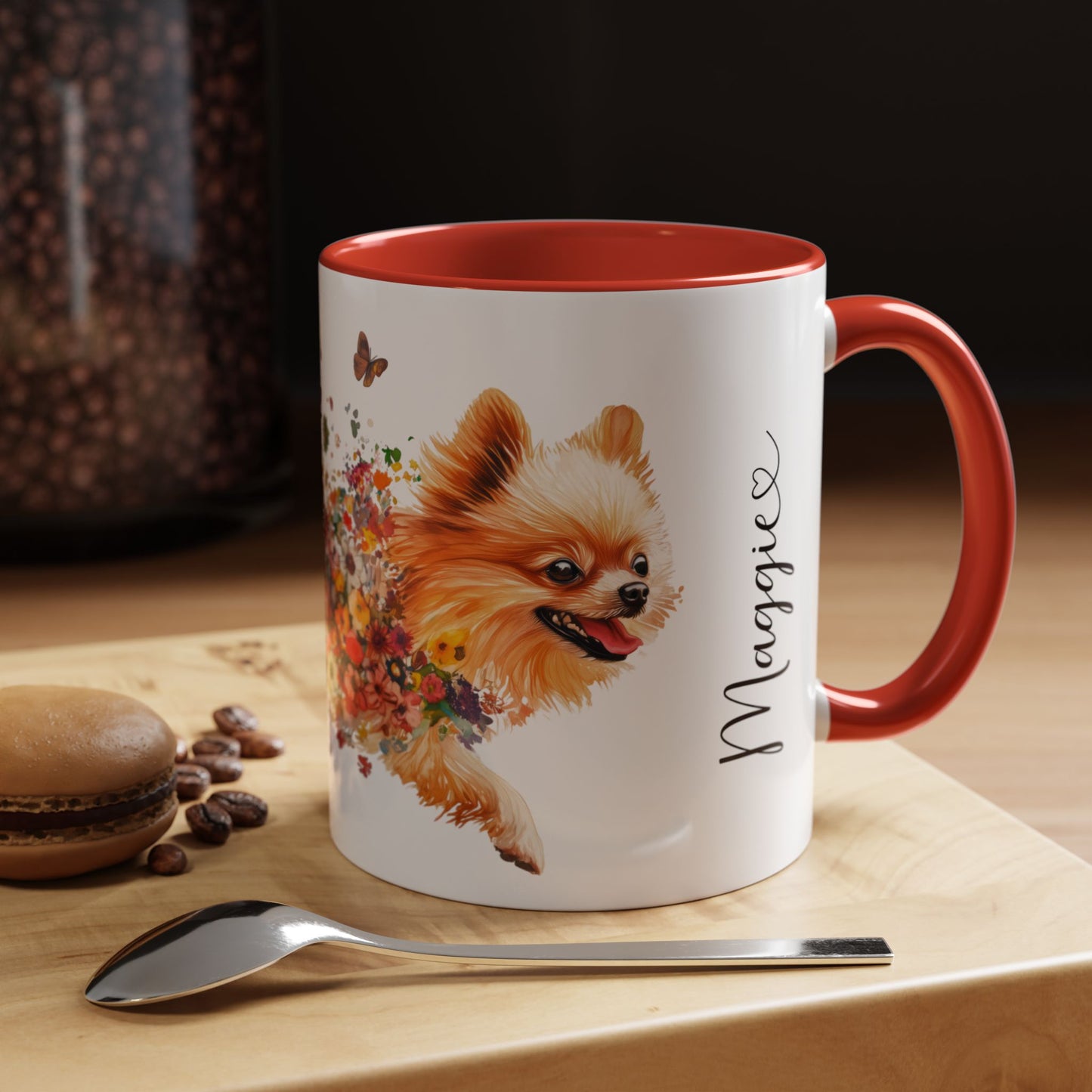 Pomeranian Personalized Colorful Accent Mugs, 11oz