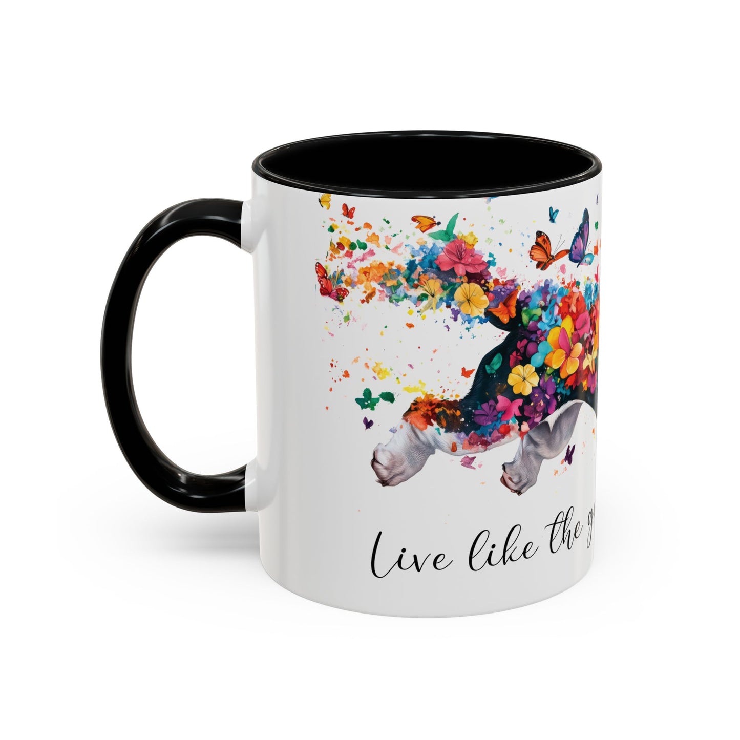 Basset Hound “Live like the gate was left open" Accent Mugs, 11oz