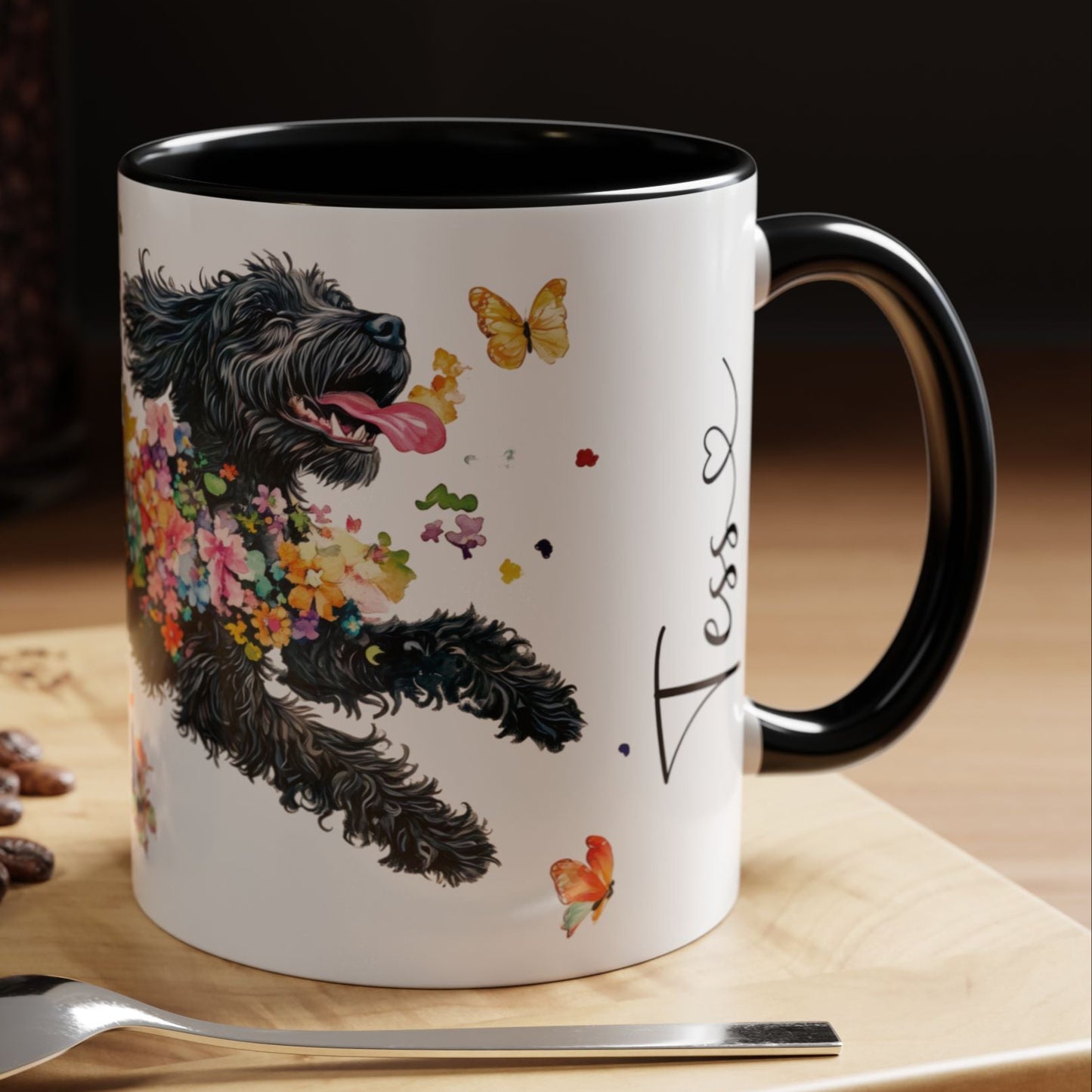 Portugese Water Dog Personalized Accent Mugs, 11oz