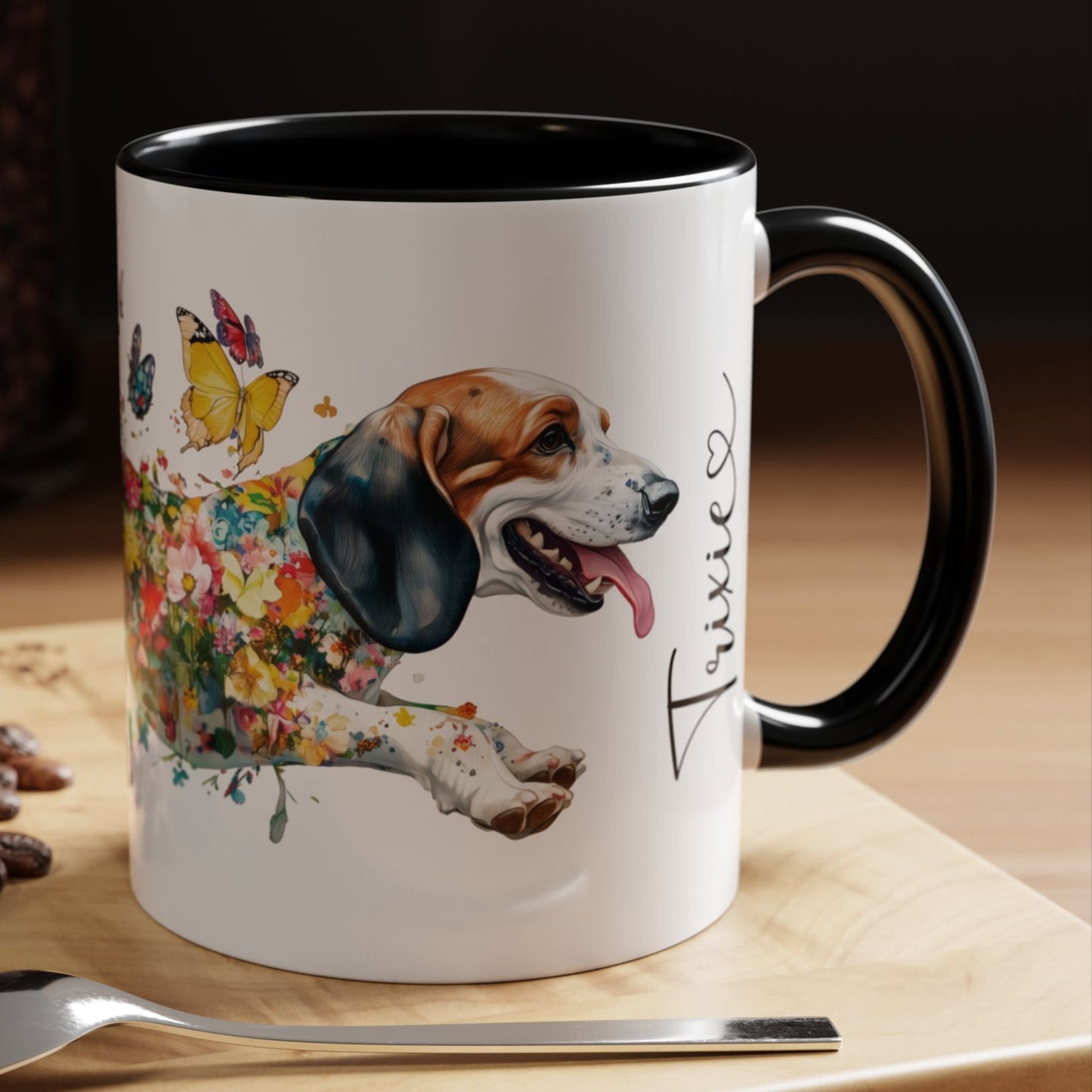 Basset Hound #1 Personalized Accent Mugs, 11oz