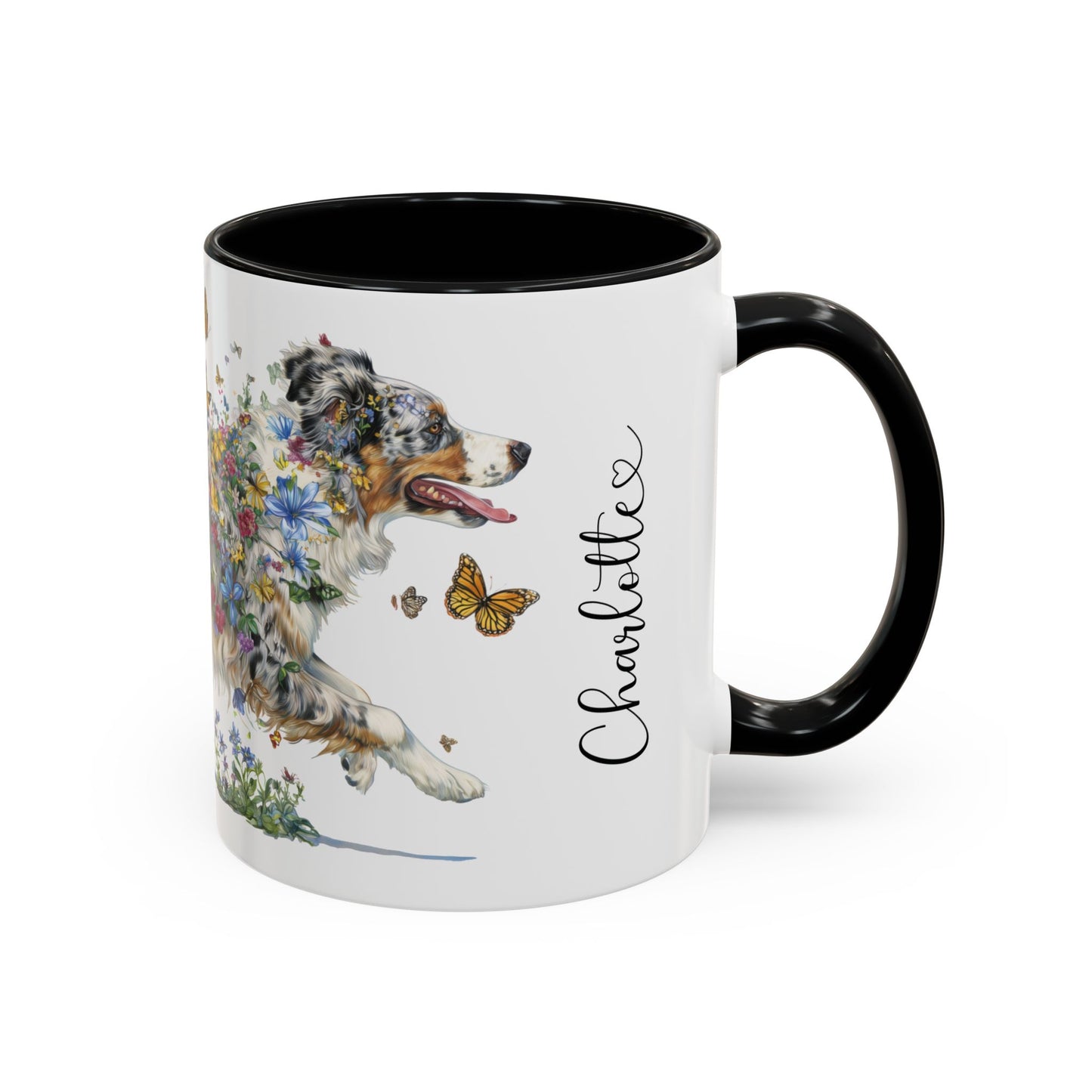 Australian Shepherd (Docked) Blue Merle Personalized Accent Mugs, 11oz