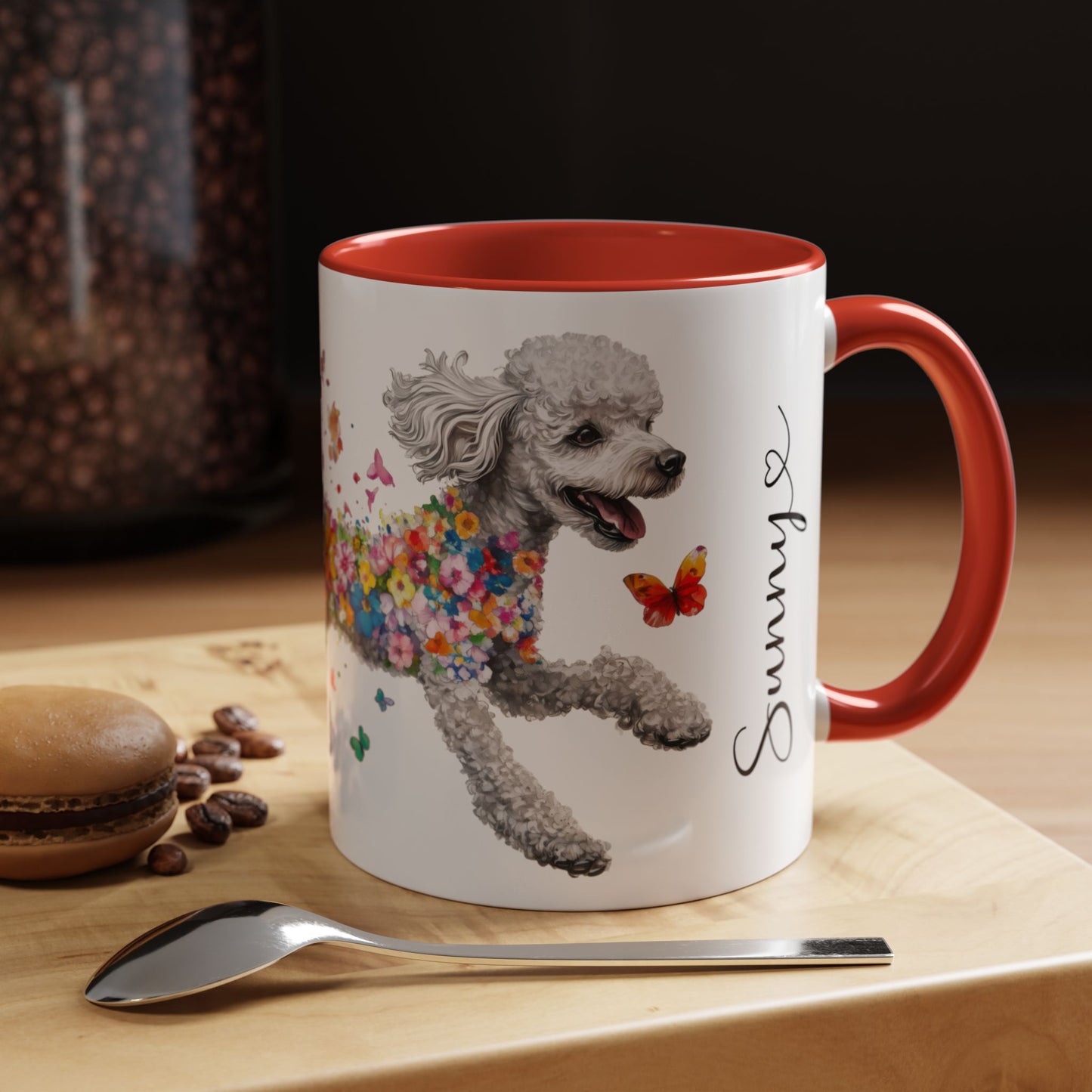 Poodle, Silver Personalized Accent Mugs, 11oz