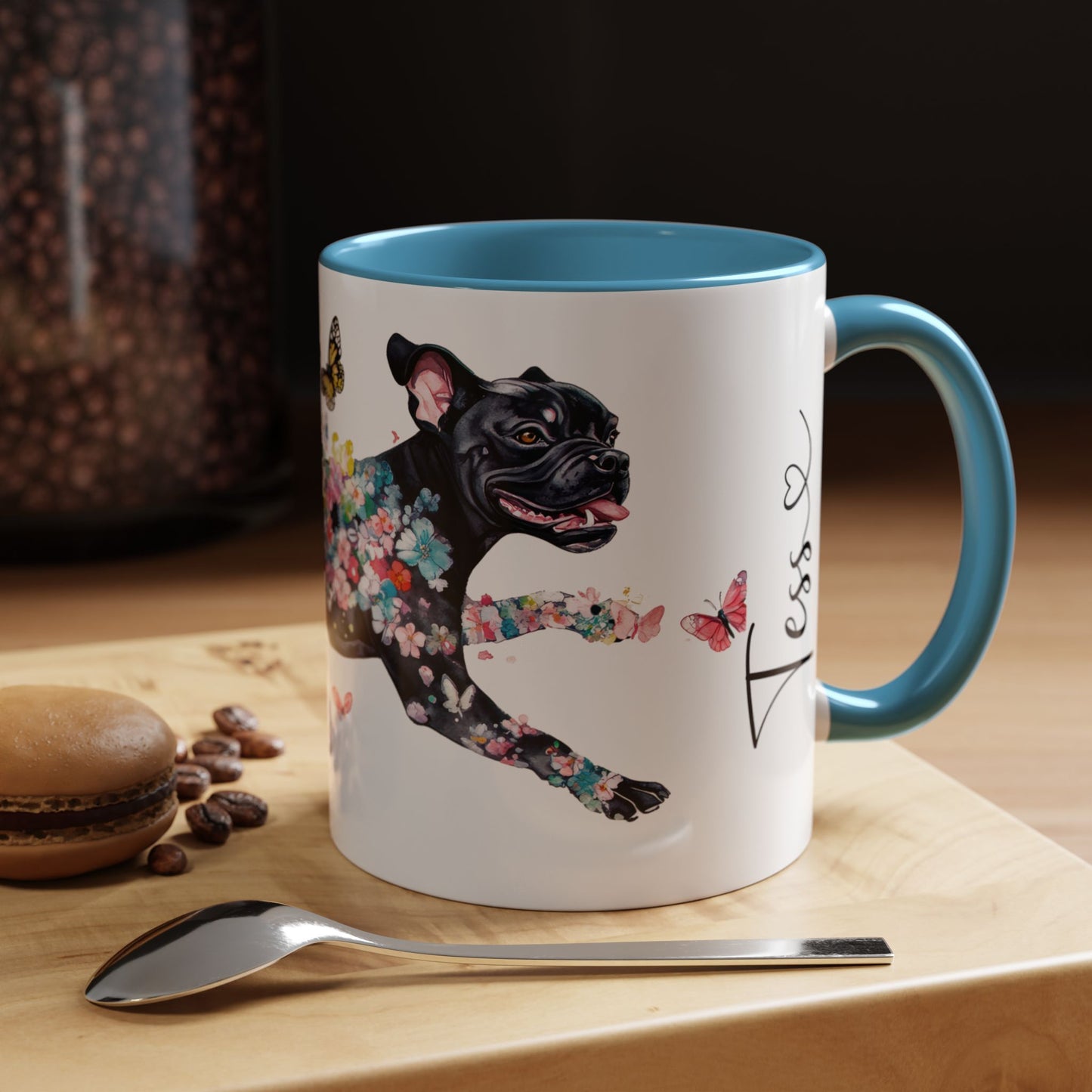 Black Boxer Personalized Accent Mugs, 11oz