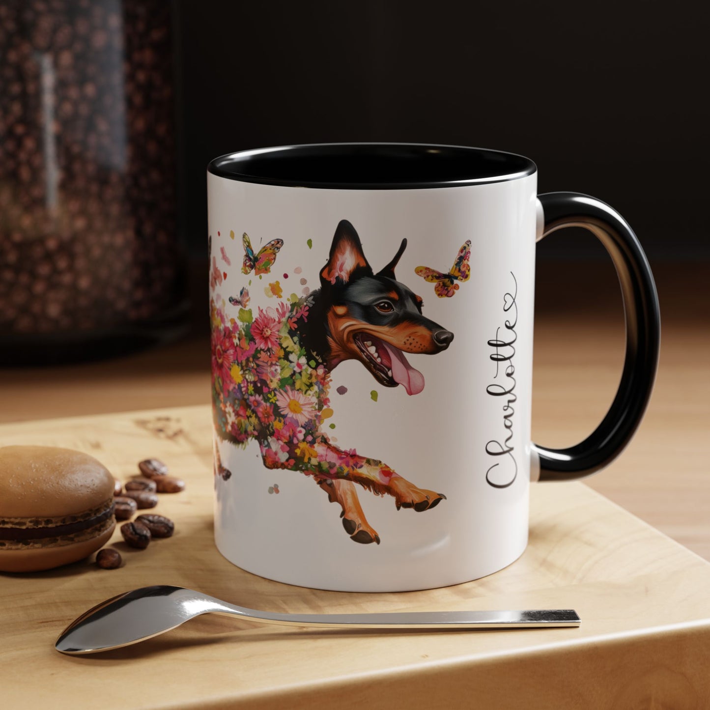 British Manchester Terrier Personalized Accent Mugs, 11oz