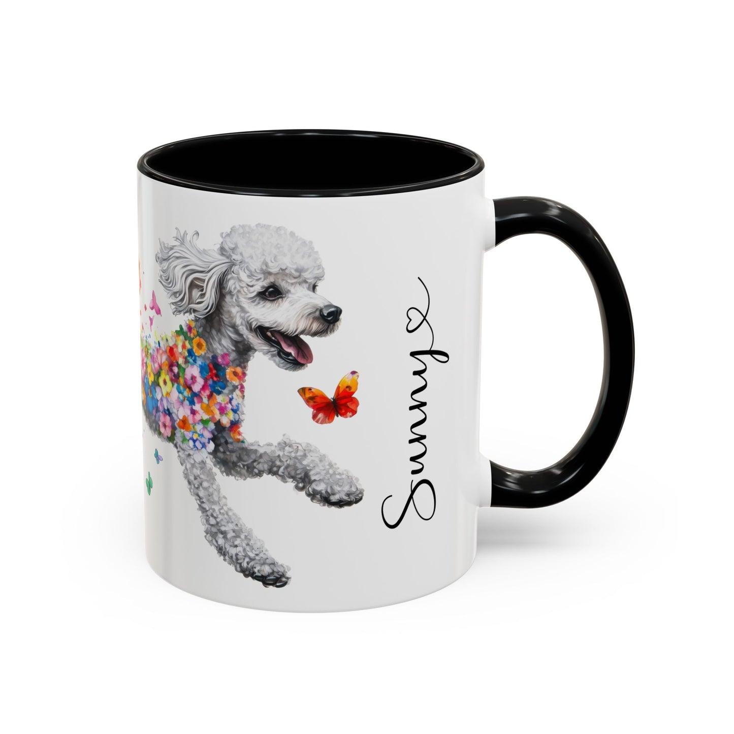 Poodle, Silver Personalized Accent Mugs, 11oz
