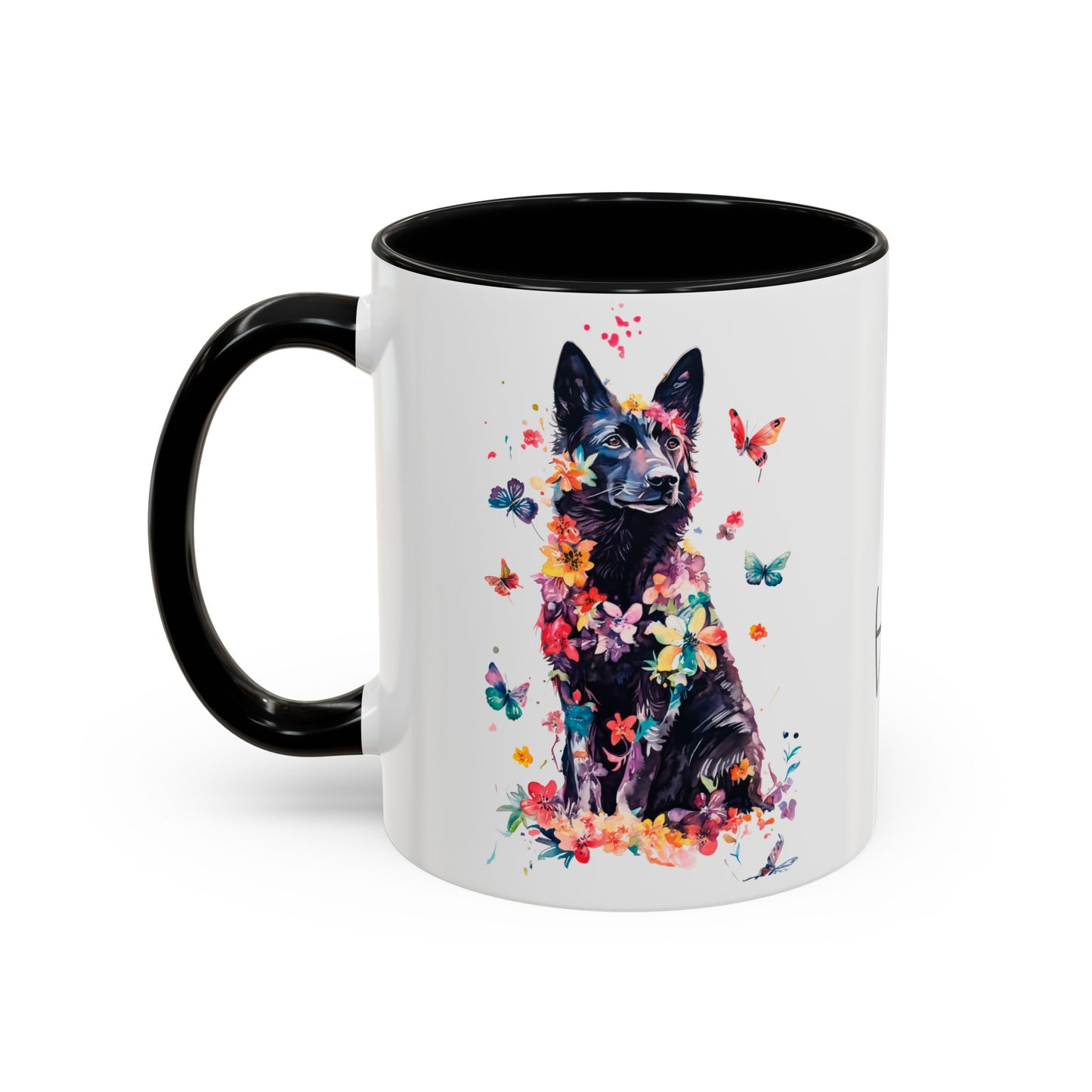 Black Shepherd Personalized Colorful Accent Mugs, 11oz