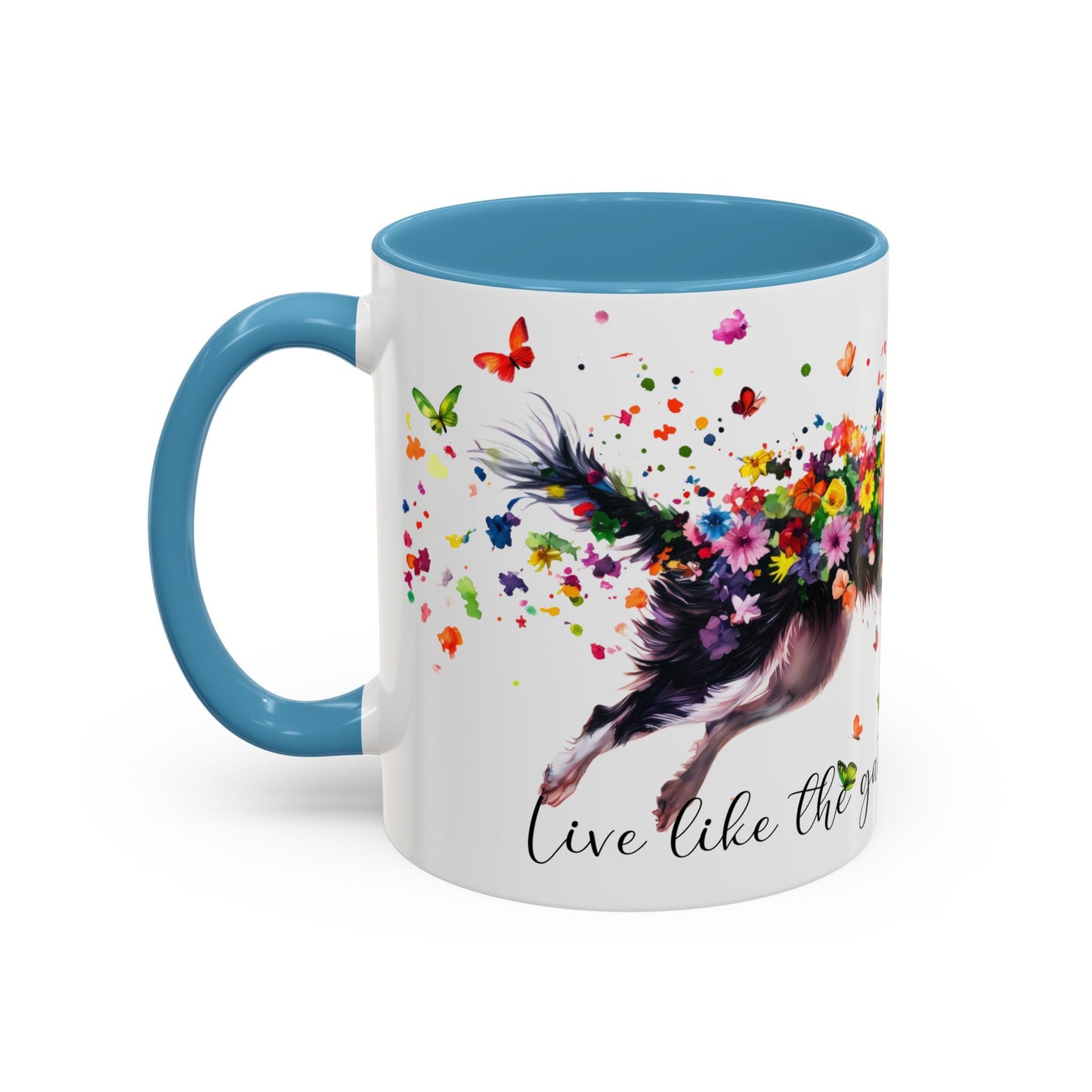 Border Collie, Live like the gate was left open, Colorful Accent Mugs, 11oz