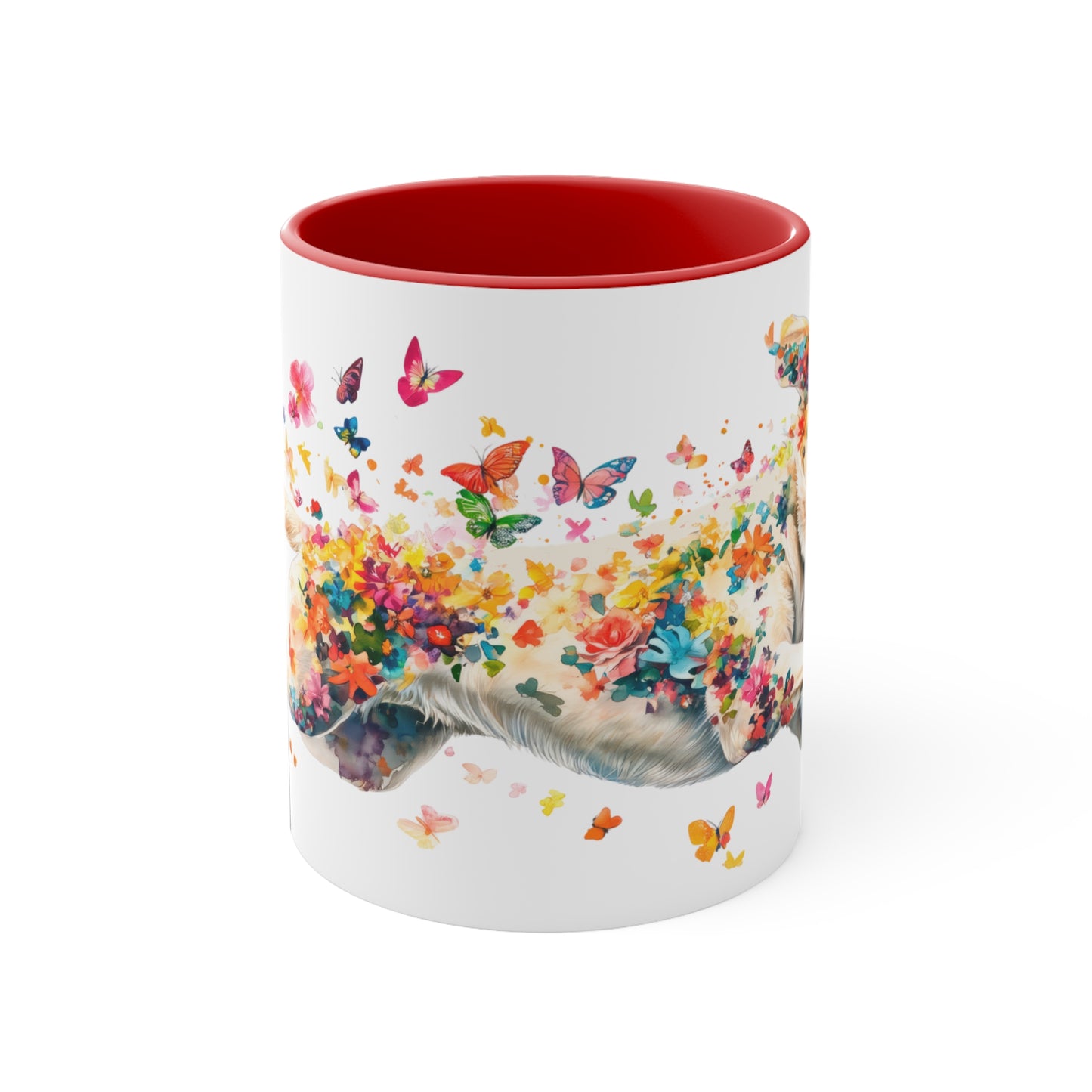 White Labrador running personalized colourful Mugs, 11oz