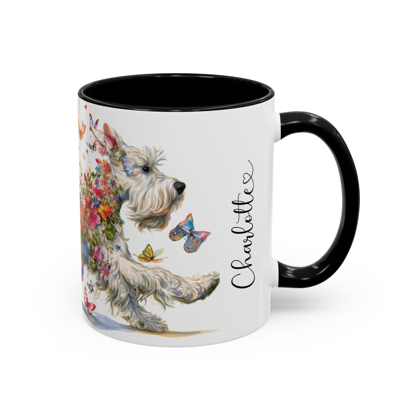 White Schnauzer Personalized Accent Mugs, 11oz