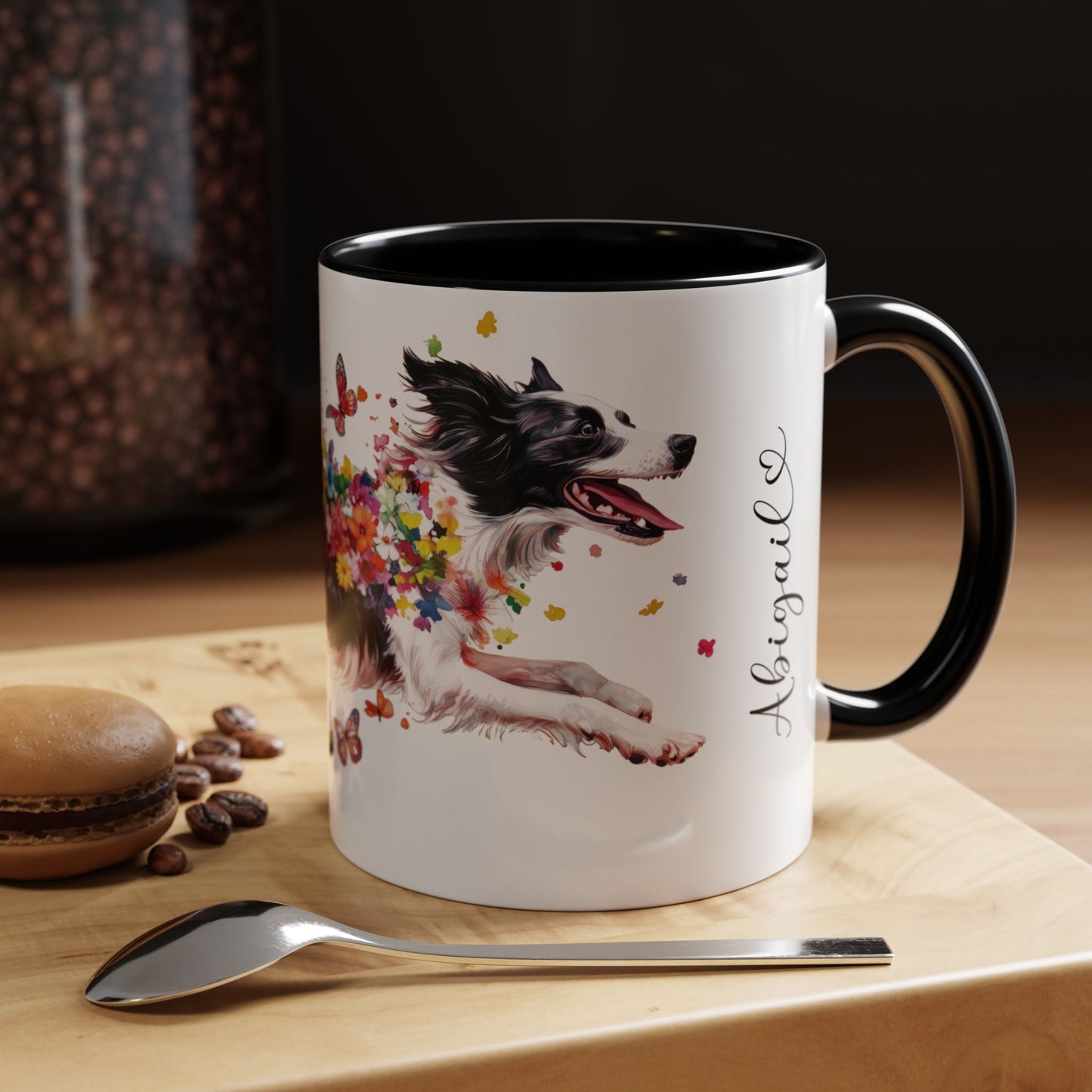 Border Collie Personalized Accent Mugs, 11oz