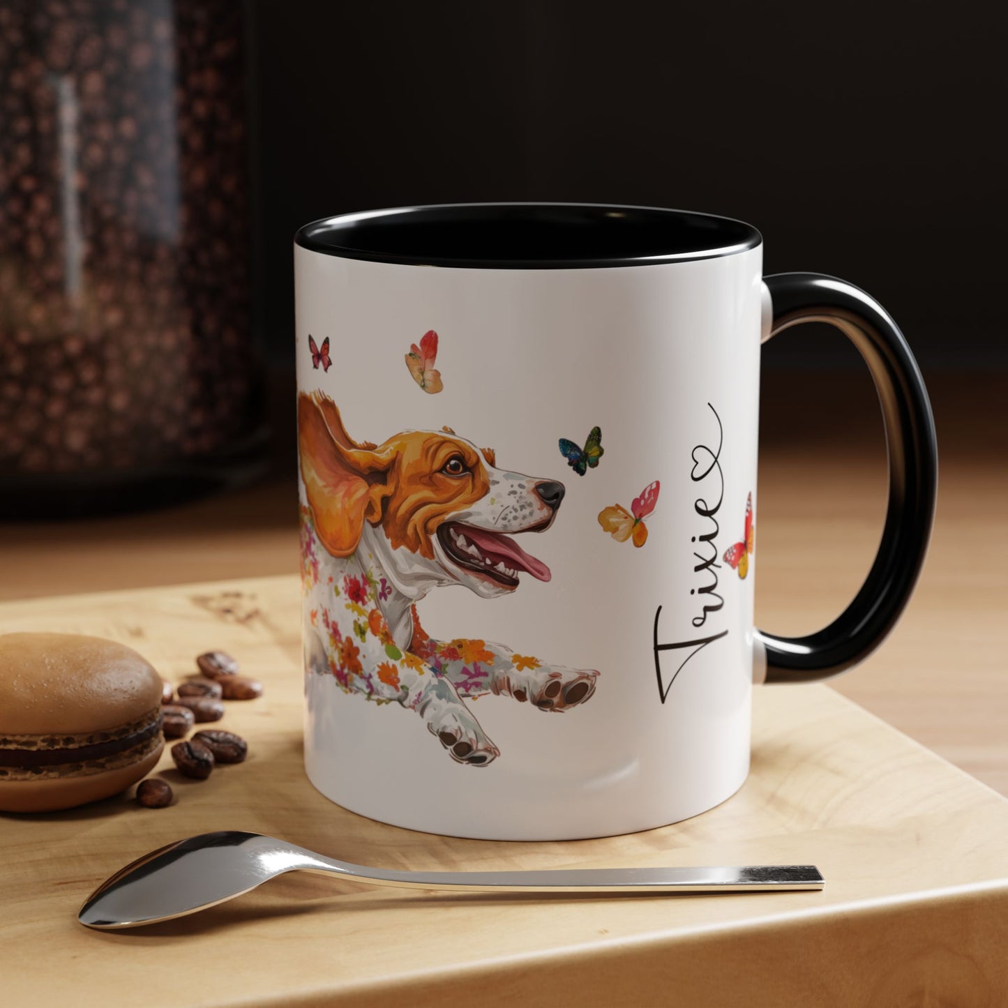 Basset Hound #2 Personalized Accent Mugs, 11oz