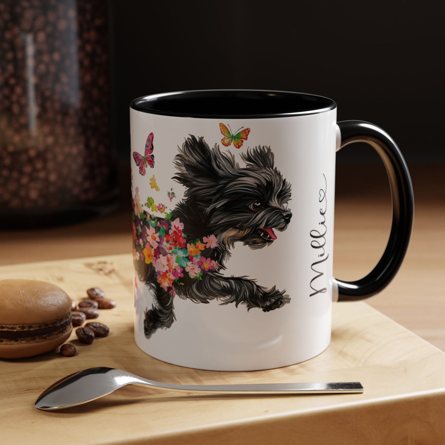 Black Shih Tzu Personalized Accent Mugs, 11oz