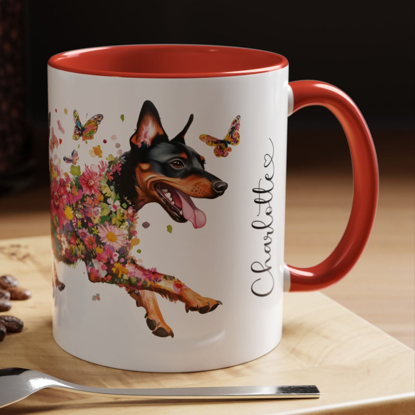 British Manchester Terrier Personalized Accent Mugs, 11oz