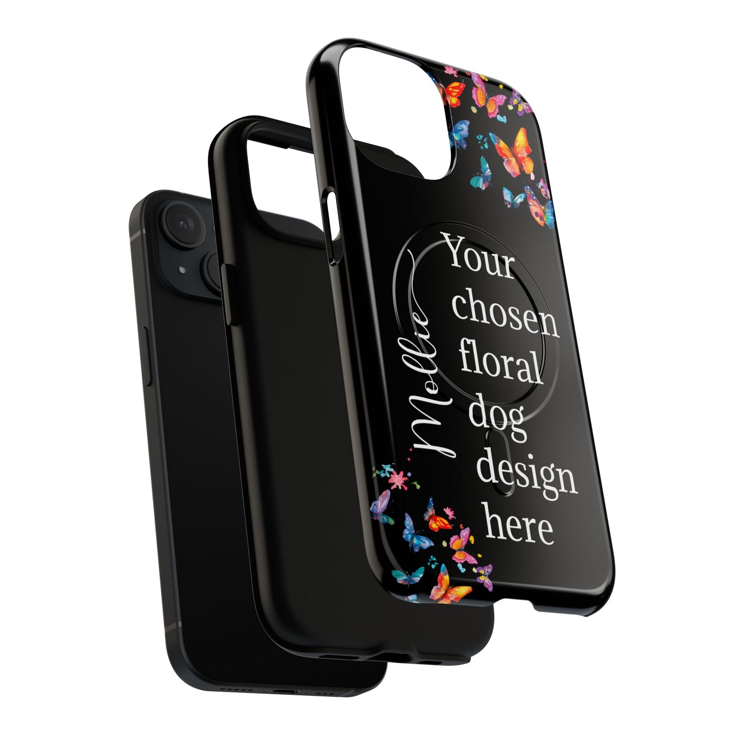 Magnetic Tough iPhone Case, Personalized from ANY OF OUR DESIGNS, Black case.