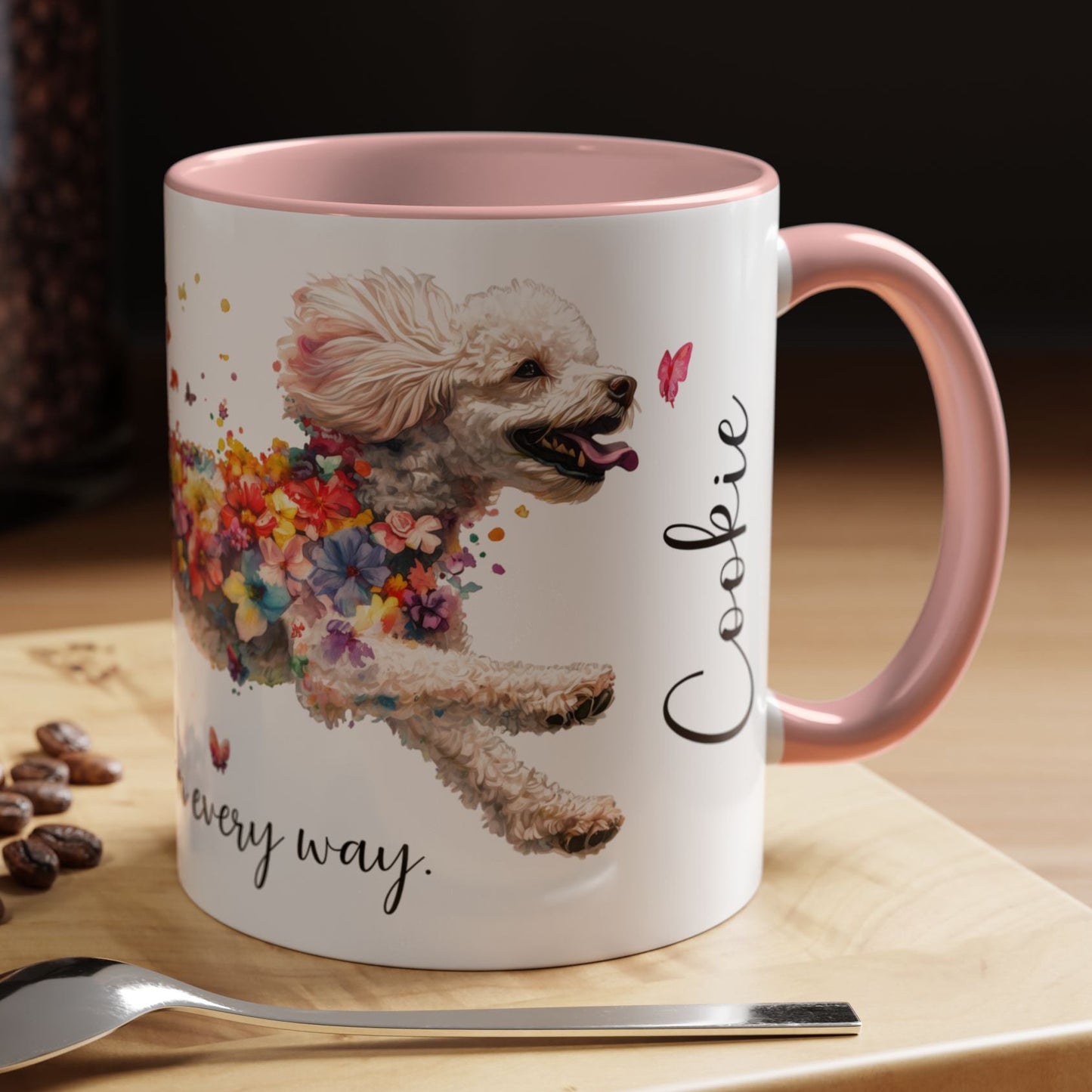 Poodle #1 - Practically Pawfect in every way. Personalised Colorful Accent Mugs, 11oz