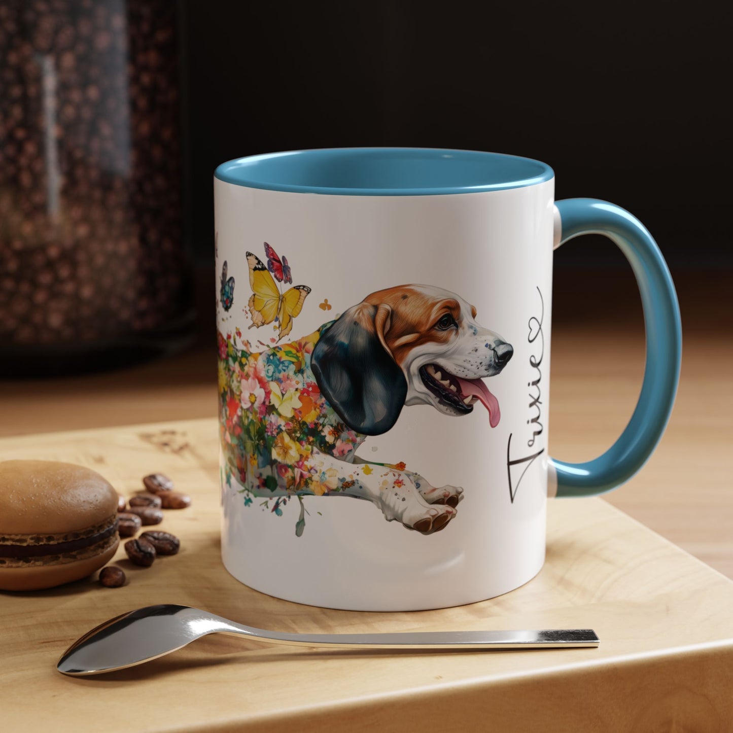 Basset Hound #1 Personalized Accent Mugs, 11oz