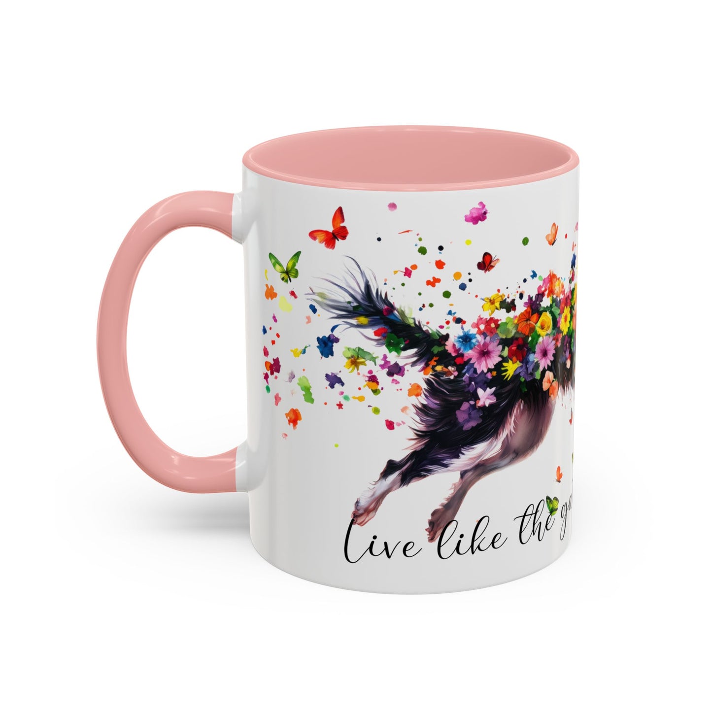 Border Collie, Live like the gate was left open, Colorful Accent Mugs, 11oz