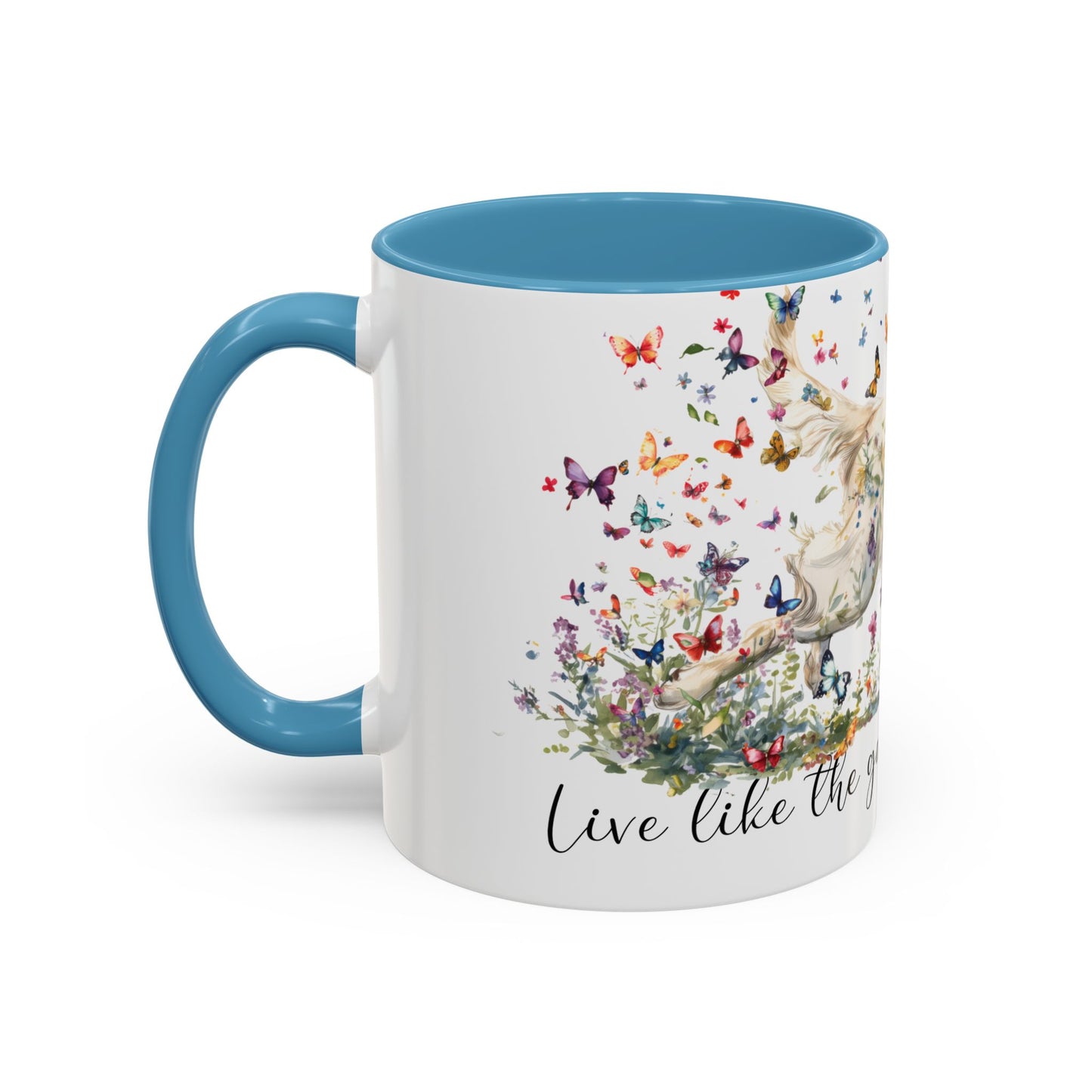 Cream Golden Retriever “Live like the gate was left open" Accent Mugs, 11oz