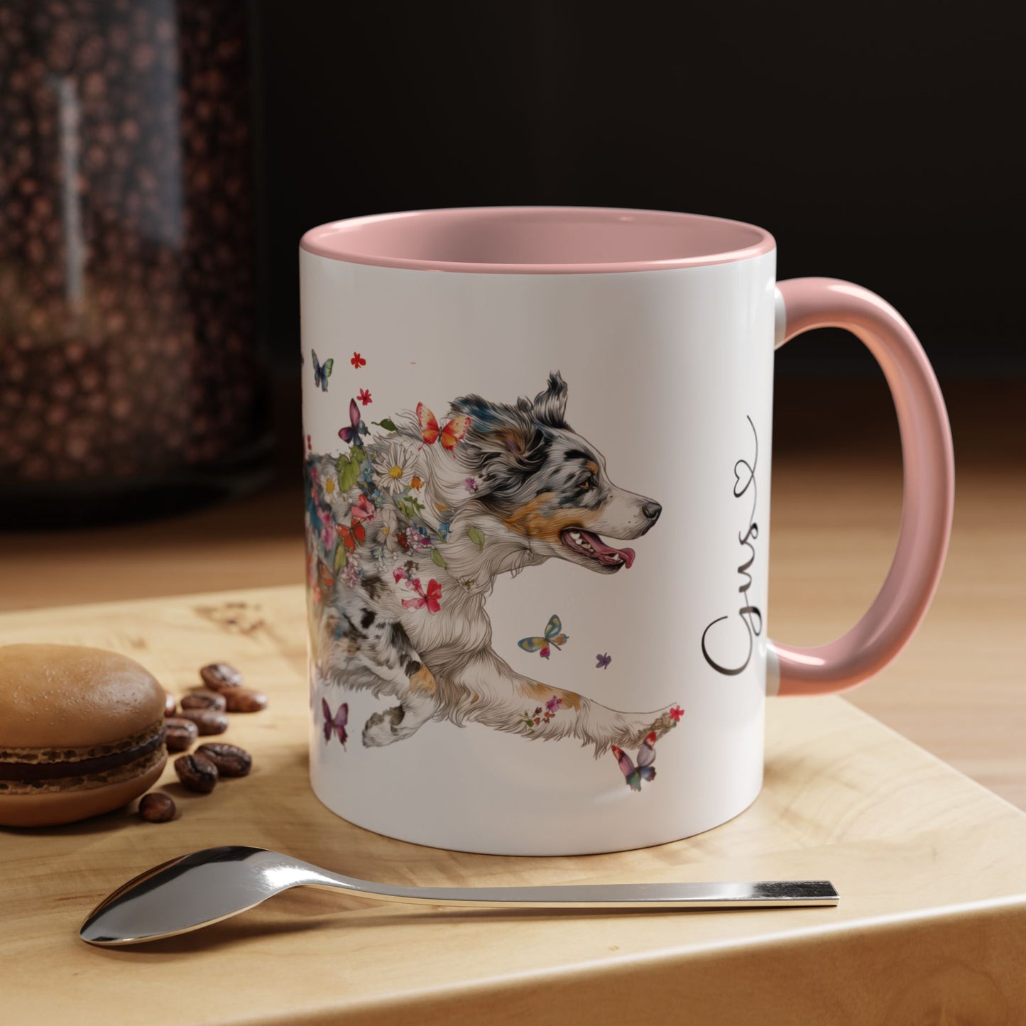 Aussie Doodle Blue Merle Personalized Accent Mugs, 11oz