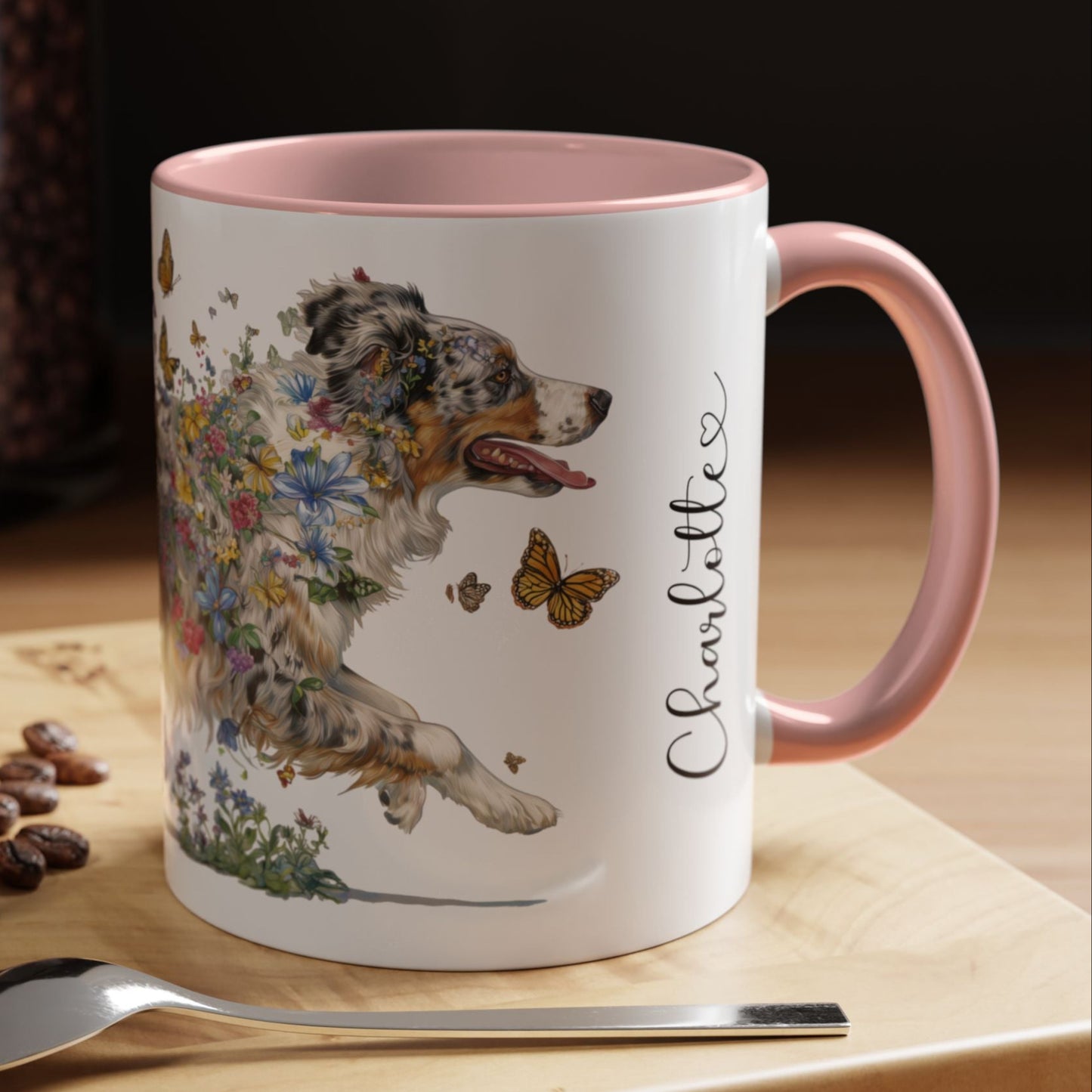 Australian Shepherd Blue Merle Personalized Accent Mugs, 11oz