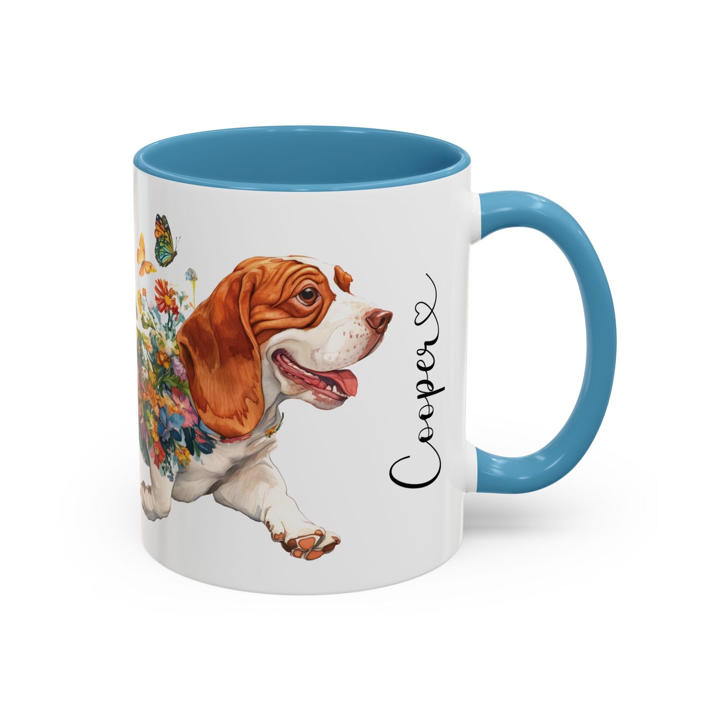 Basset Hound #2 Personalized Accent Mugs, 11oz