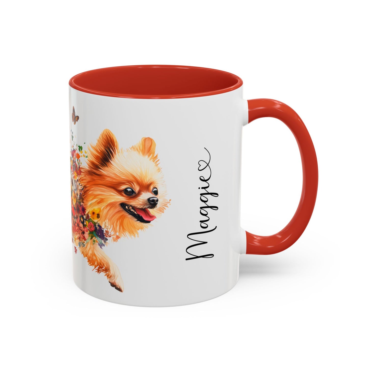 Pomeranian Personalized Colorful Accent Mugs, 11oz