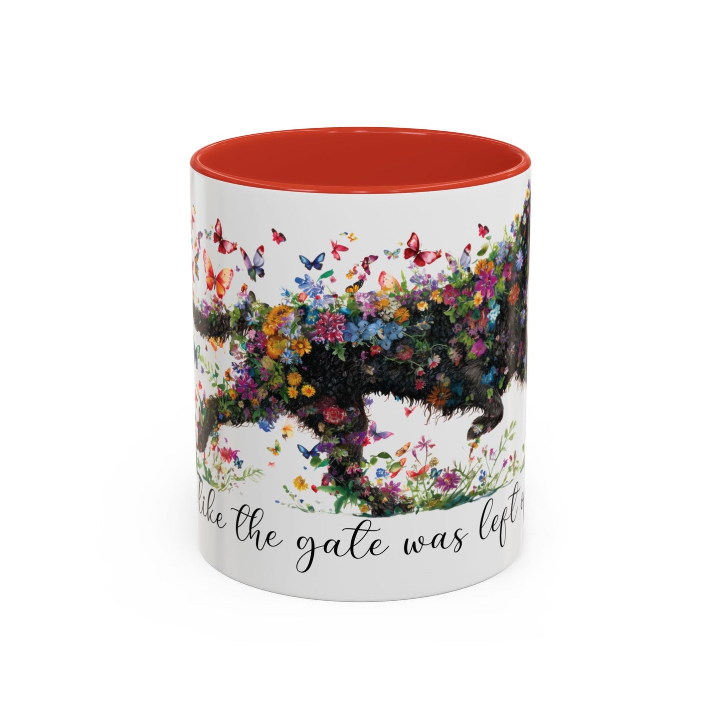 Curly Coated Retriever #2 “Live like the gate was left open" Accent Mugs, 11oz