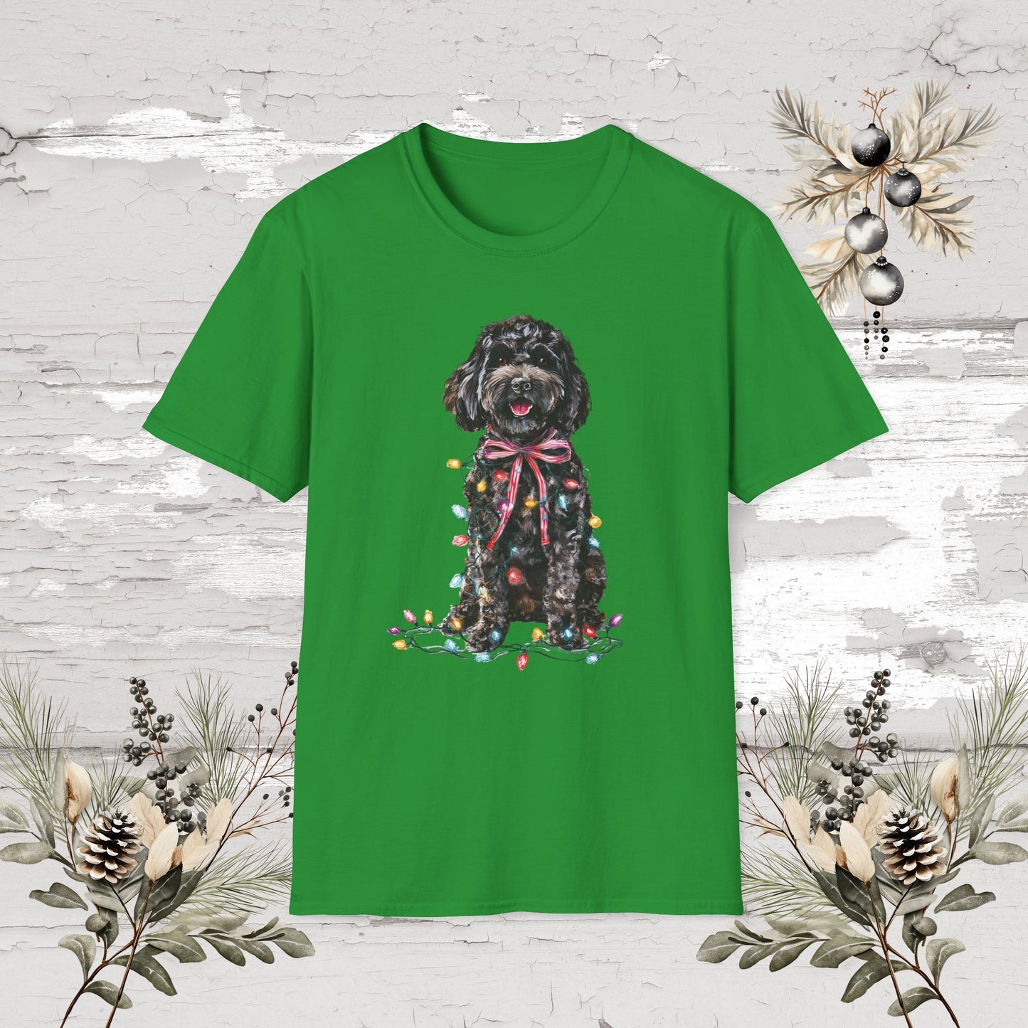 Cockapoo/Cavoodle Fairy Lights Christmas T shirt.