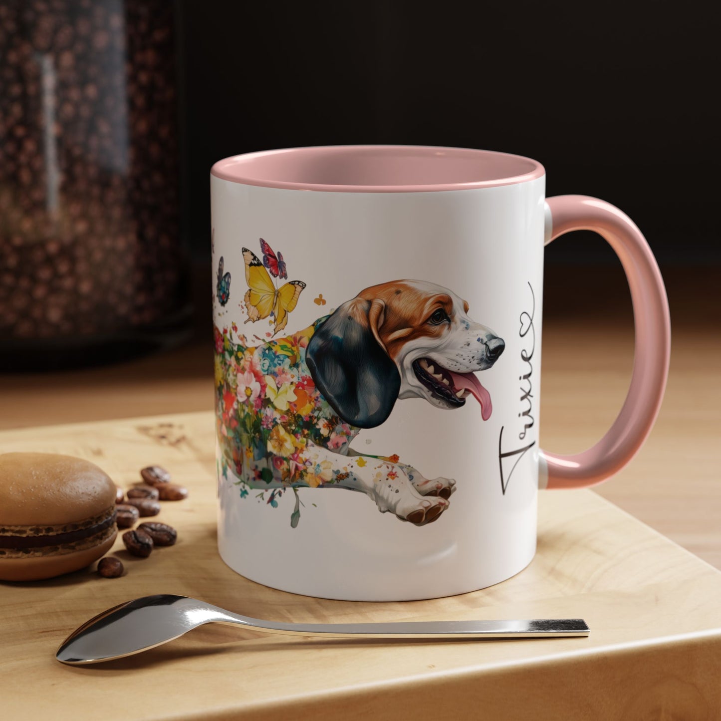 Basset Hound #1 Personalized Accent Mugs, 11oz