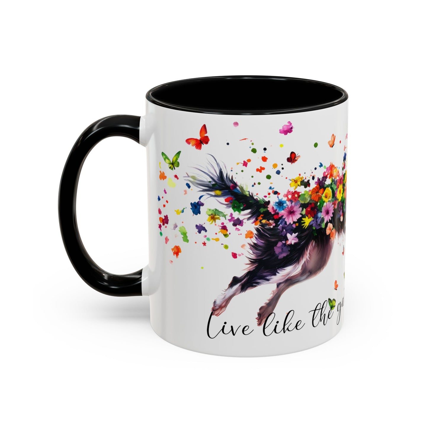 Border Collie, Live like the gate was left open, Colorful Accent Mugs, 11oz