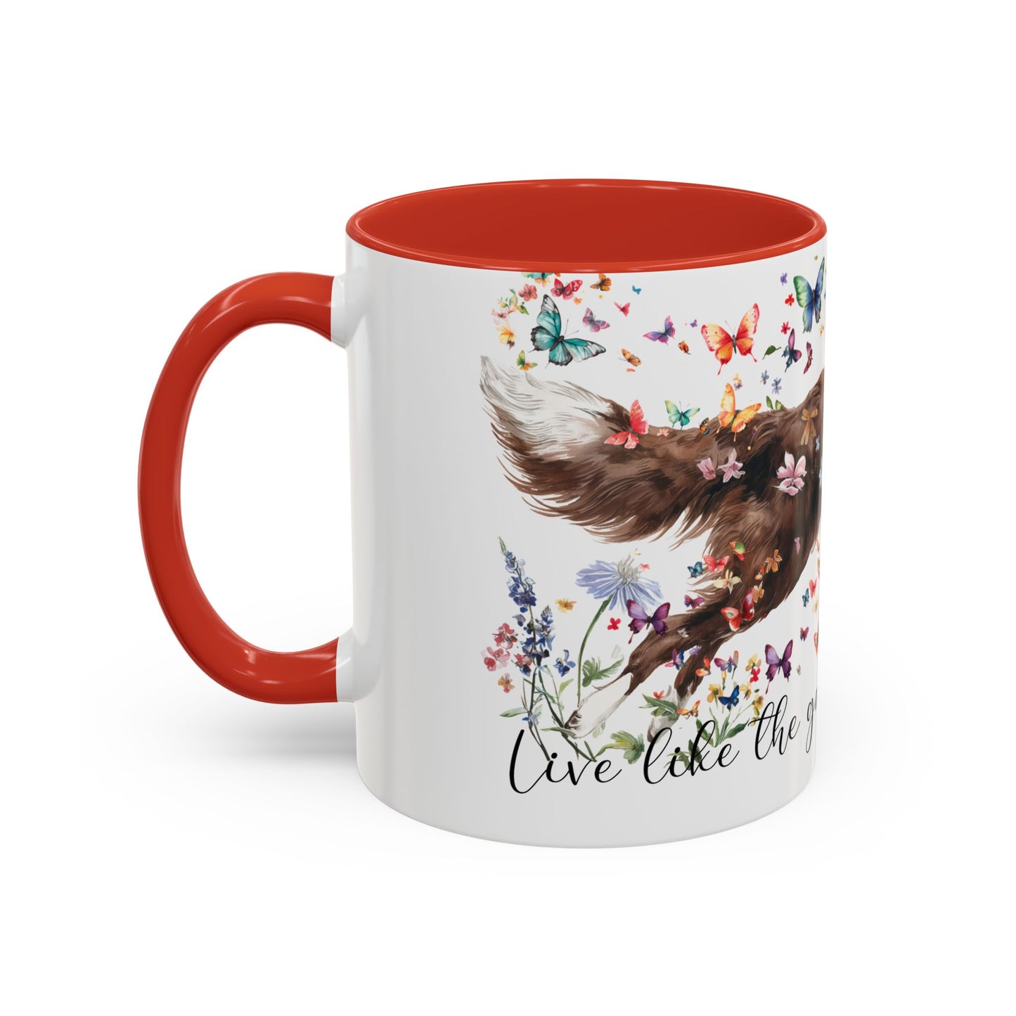 Border Collie #2 “Live like the gate was left open" Accent Mugs, 11oz