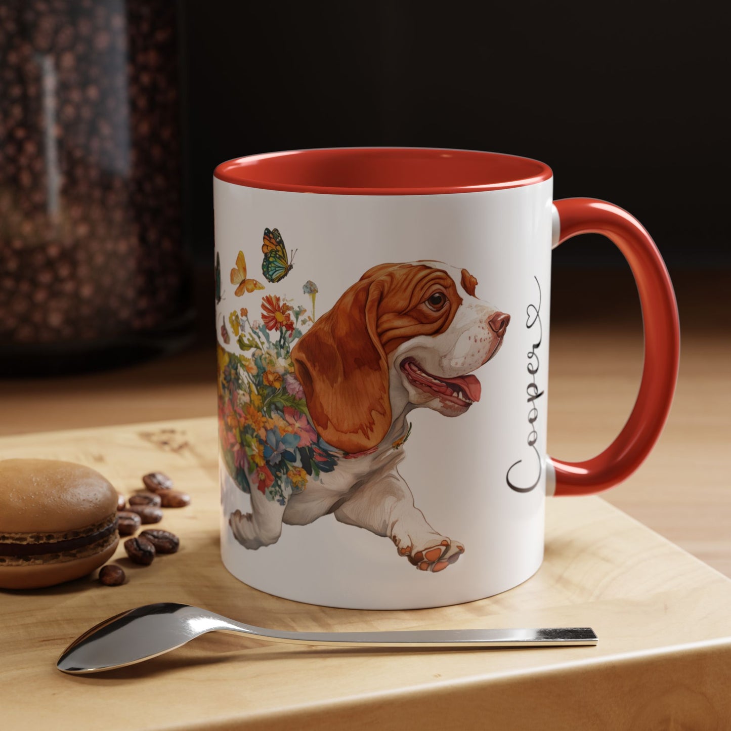 Basset Hound #2 Personalized Accent Mugs, 11oz