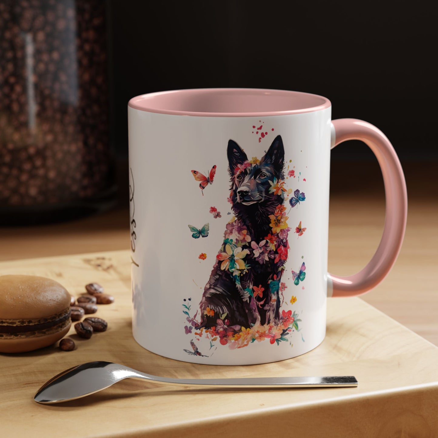 Black Shepherd Personalized Colorful Accent Mugs, 11oz