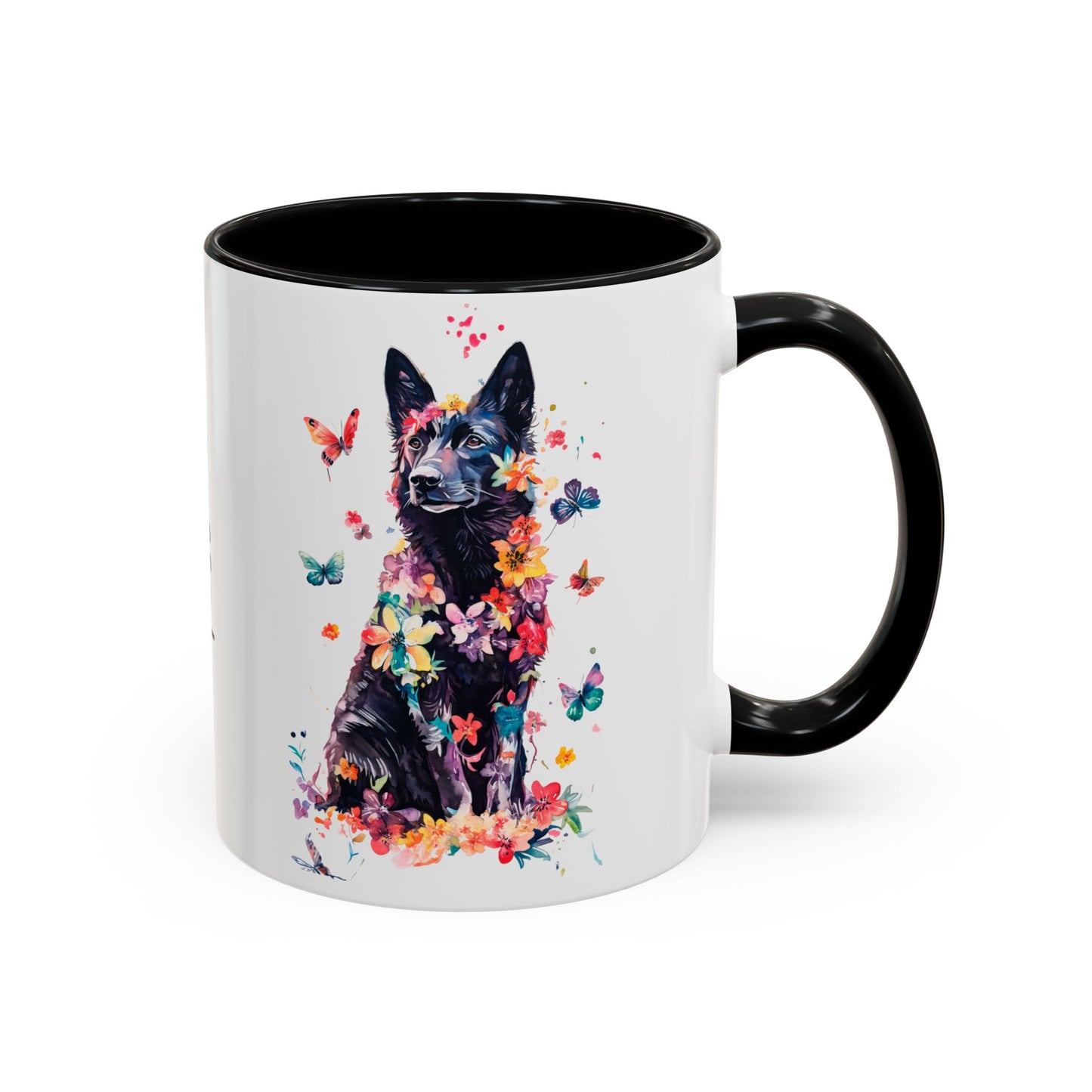 Black Shepherd Personalized Colorful Accent Mugs, 11oz