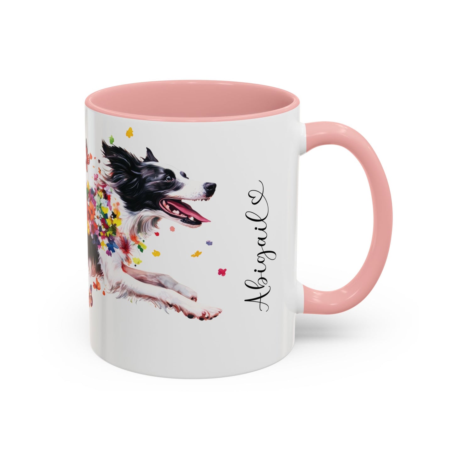 Border Collie Personalized Accent Mugs, 11oz